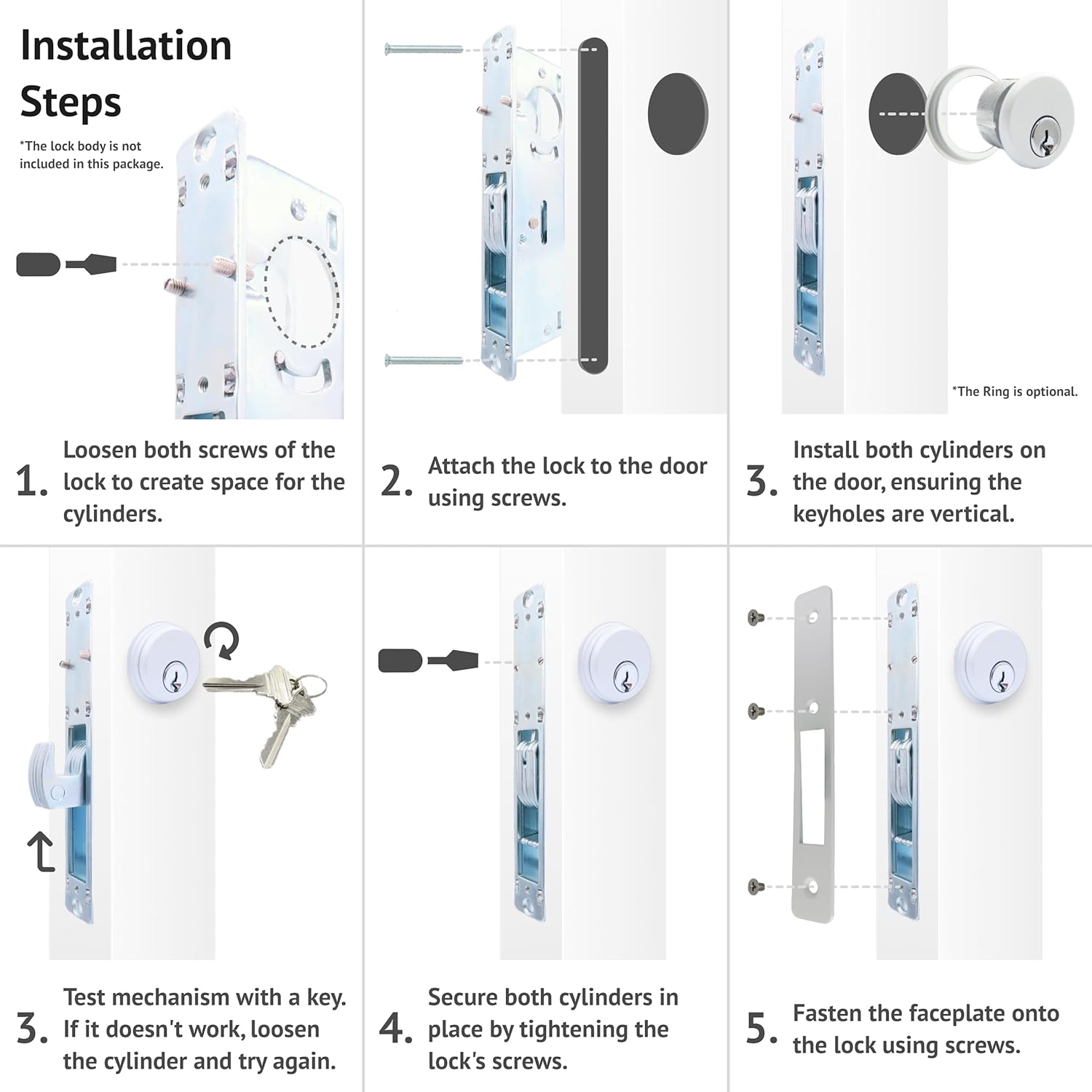 elox Cilindro con llave de zinc y 1 cilindro de perilla para Adams Rite Commercial Storefront Door Lock a Pair Pack AL Color