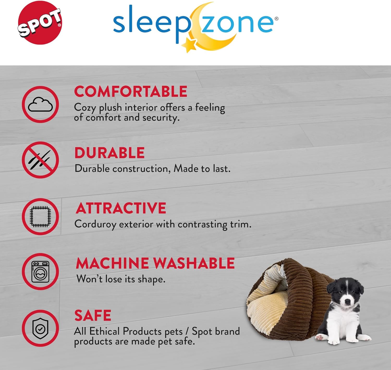 SPOT Sleep Zone Cuddle Cave – Cama tipo cueva para gatos de interior y mini perros, duradera, cómoda, lavable para gatitos y cachorros de menos de