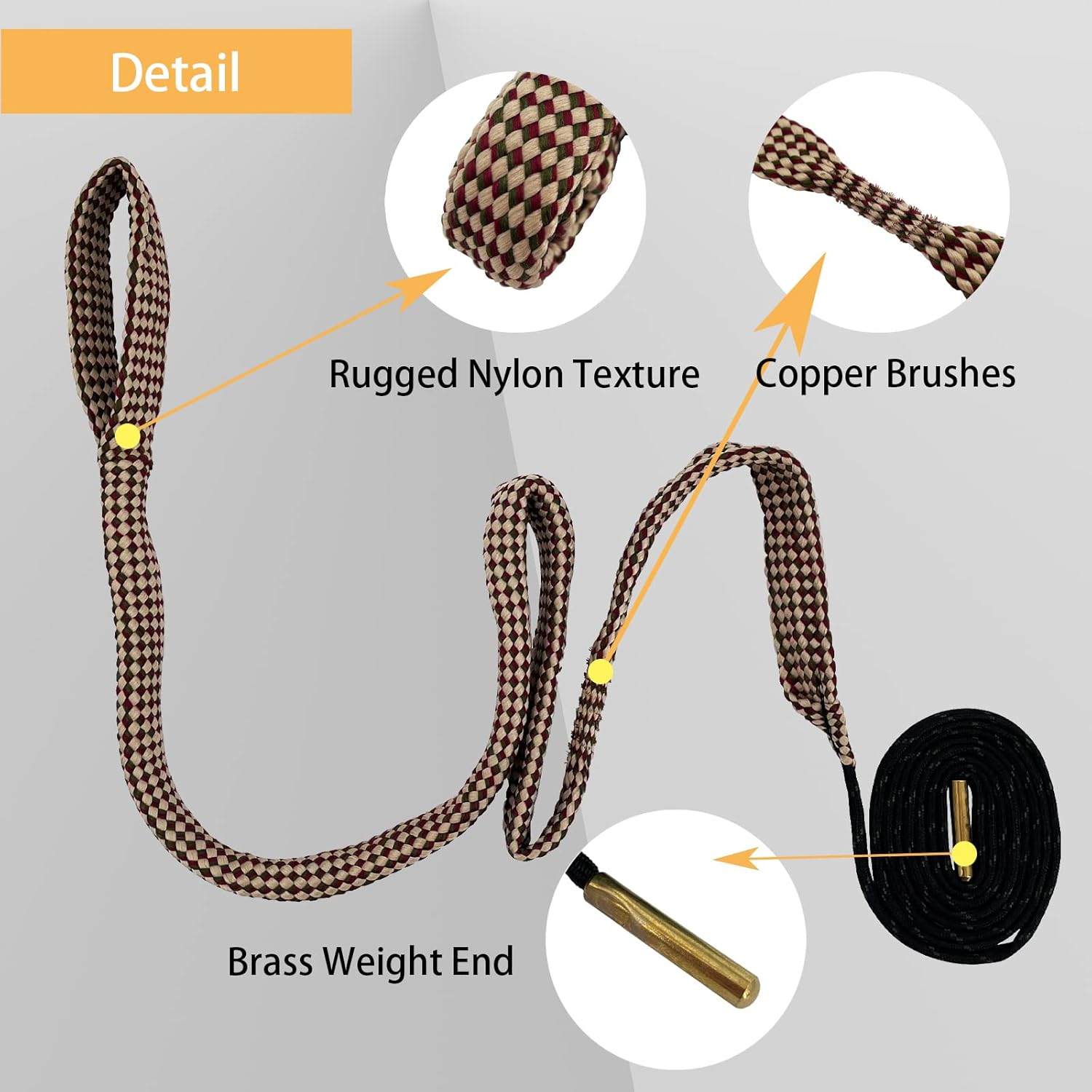 2 Pack Gun Snake Rifle Bore Cleaning Rope Gun Barrel Snake for Pistol Handgun Shotgun .22 .223 & 5.56mm .380 9mm 12GA .308 .357 .44 .45 Caliber