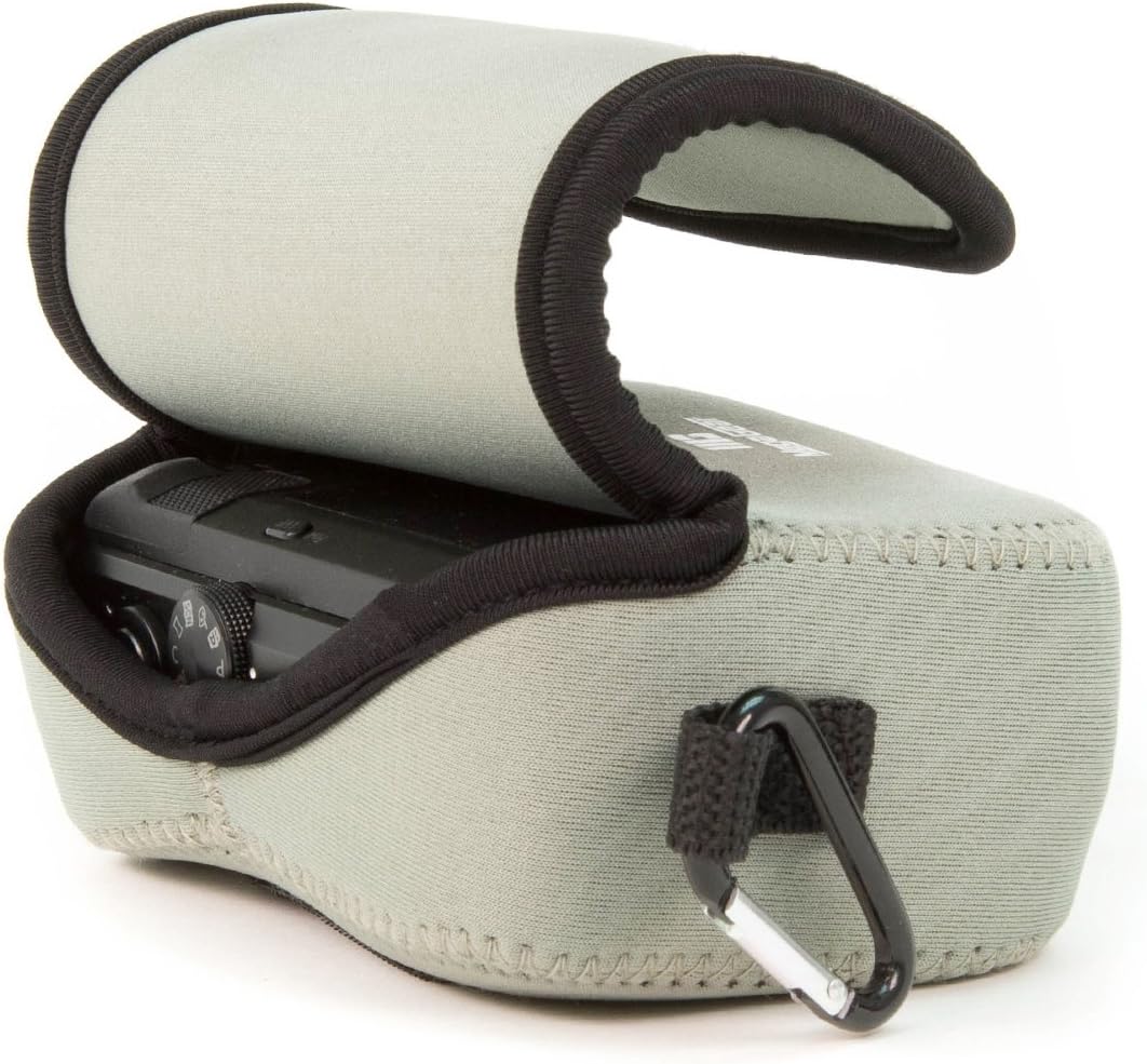 MegaGear Canon Powershot Sx730 Hs, Sx720 Hs, Sx710 Hs, G16, G15 Funda de neopreno ultra ligera para cámara, con mosquetón, color gris, MG1246, piel