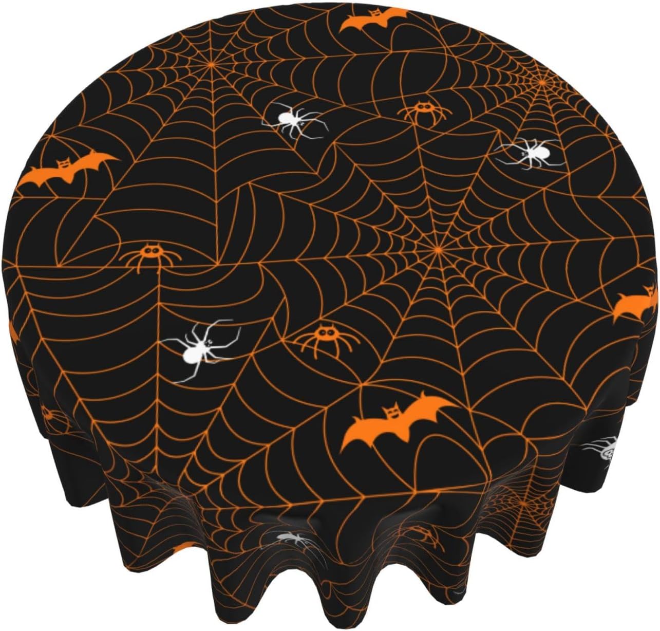 Mantel de Halloween Elements con diseño de murciélago y araña, color negro, lavable, para cocina, comedor, picnic y fiesta