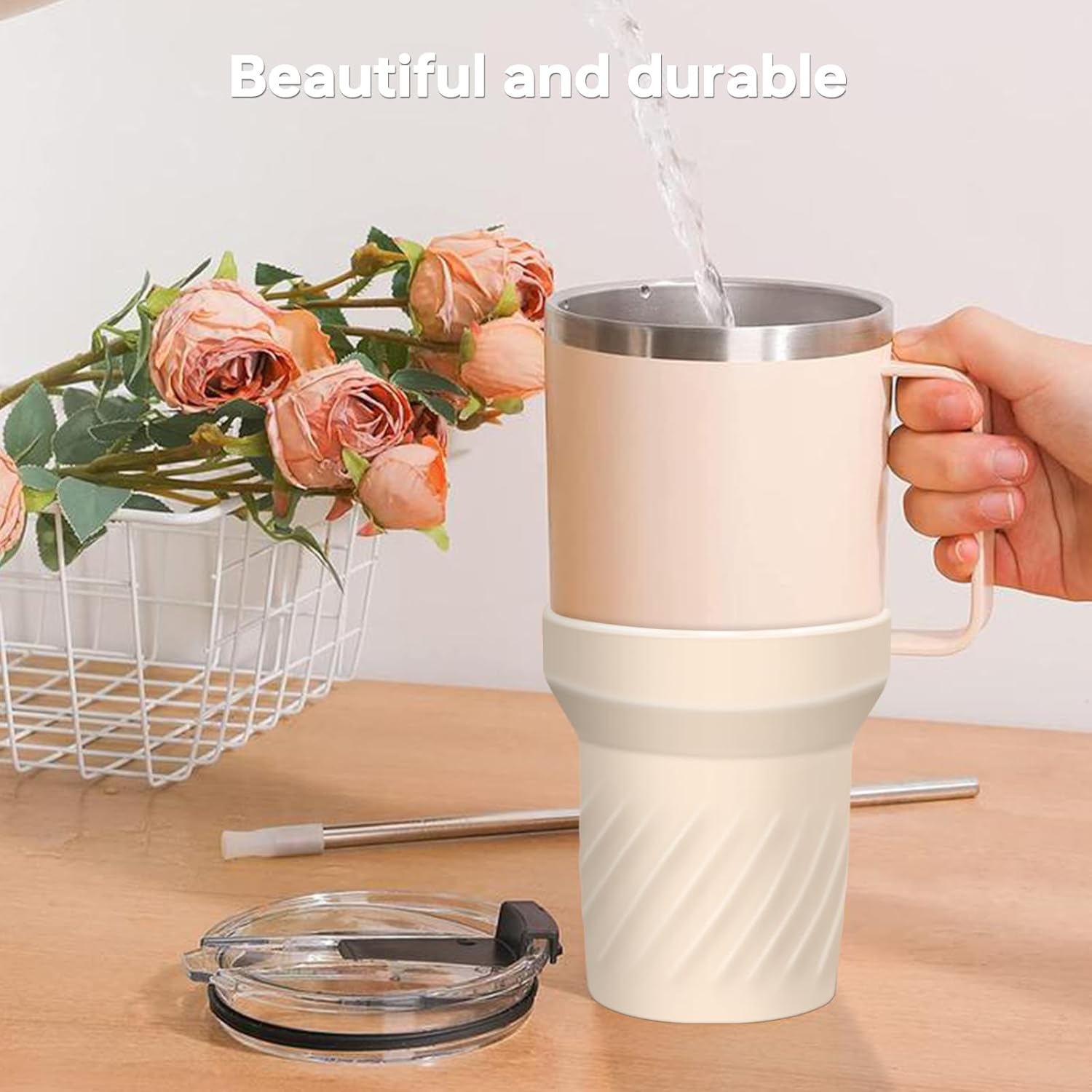 Funda de silicona para Stanley Cup de 40 onzas Quencher Adventure, funda de silicona para botas Stanley H2.0, reduce arañazos, funda protectora para