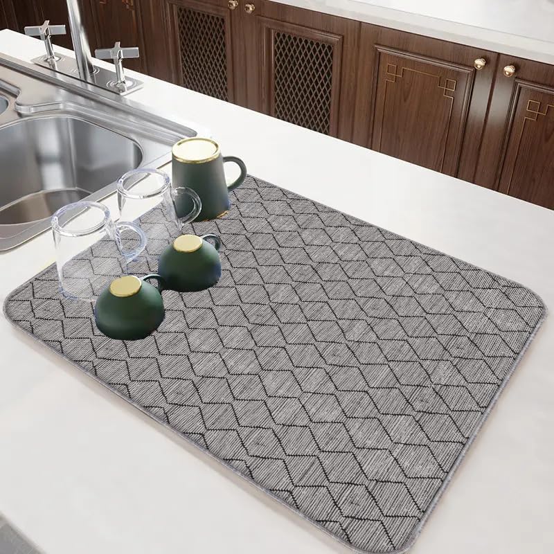 DEVBEST Tapete para secar platos  Tapetes de secado de platos ultra absorbentes  Lavable a máquina y secado súper rápido  Solución práctica para