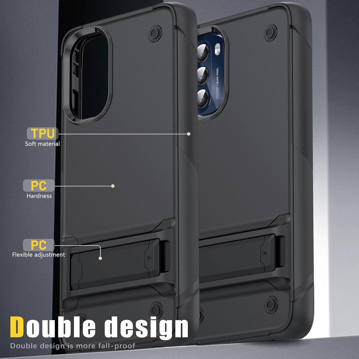 YmhxcY Funda para Moto G 5G 2022 Motorola G 5G 2022 con soporte y 2 protectores de pantalla a prueba de explosiones, grado militar a prueba de