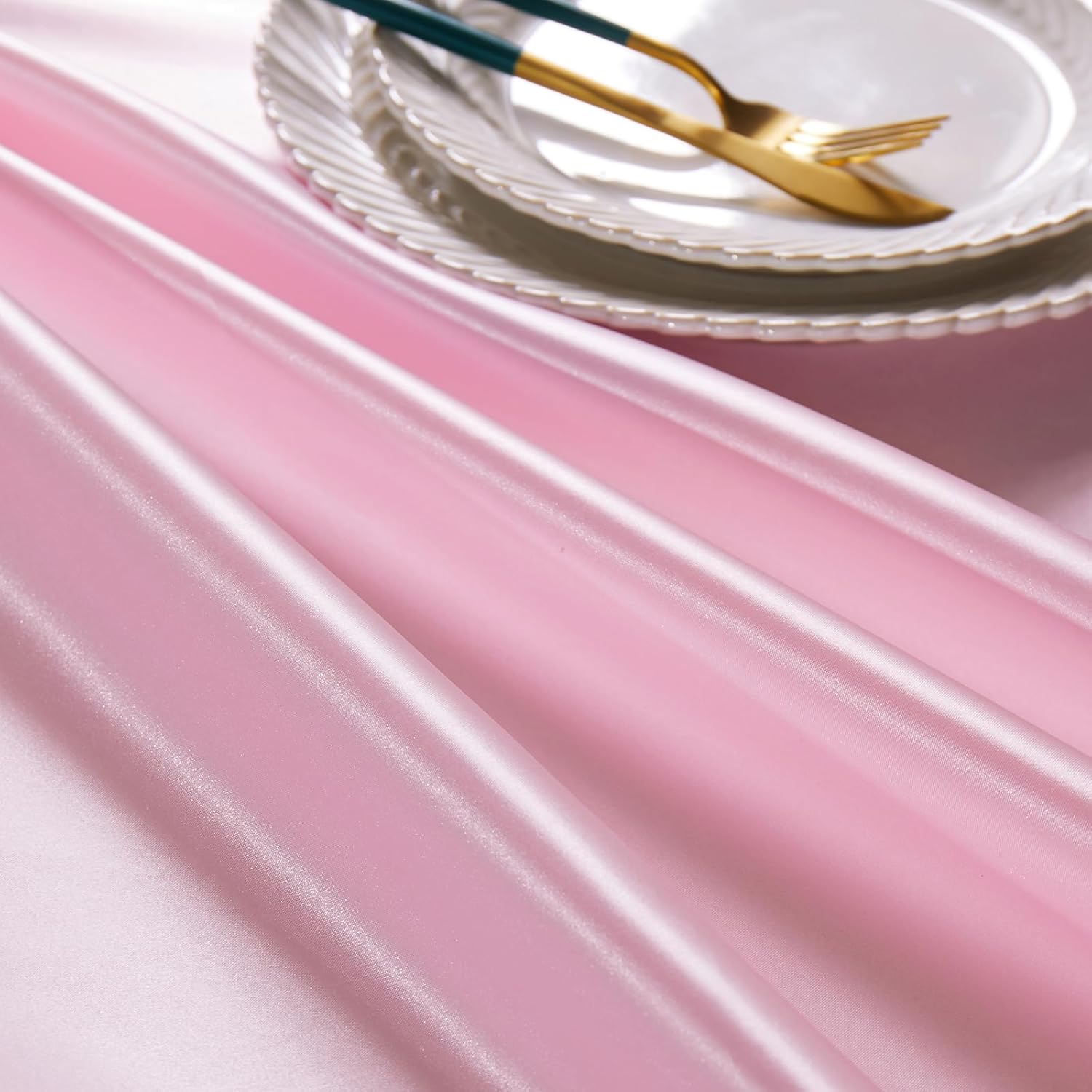 Paquete de 6 manteles de satén rosa de 58 x 102 pulgadas, rectangular, brillante, sedoso y suave, para decoración de banquete de boda, fiesta