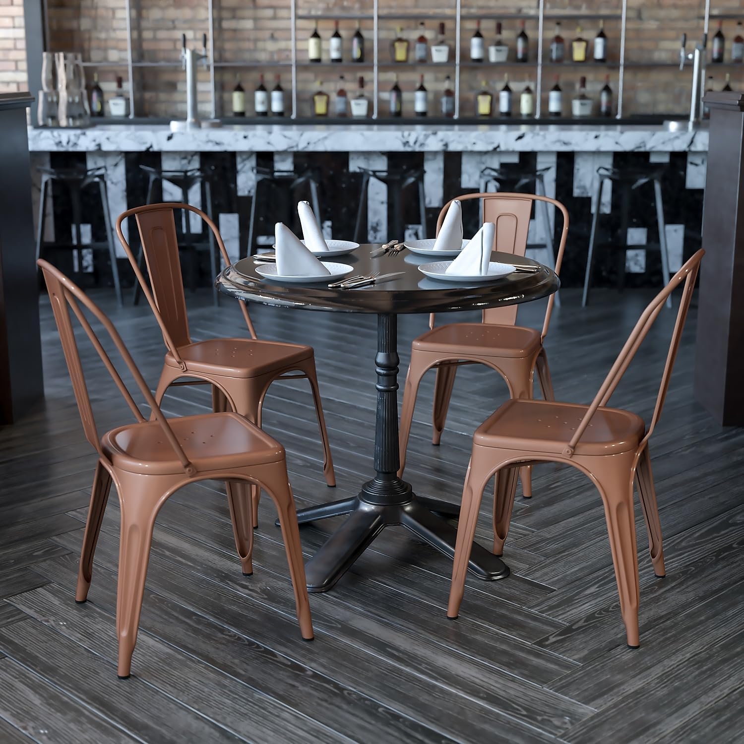 Flash Furniture – Silla apilable de metal para interior y exterior, Metal, Cobre