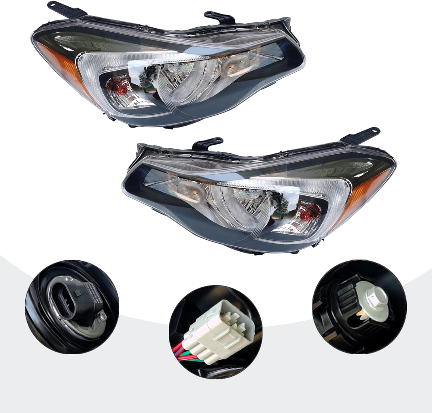 CNCEST Par de faros delanteros halógenos, ajuste directo, carcasa cromada, lente transparente, para modelos Subaru Impreza 2015-2016, delantero