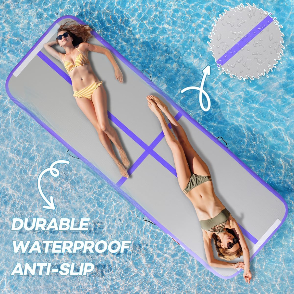 Inflatable Gymnastics Air Tumbling Track Mat 10ft 13ft 16ft 20ft, Air Tumble Track Mat with Electric Air Pump for Home Use Training Cheerleader Yoga