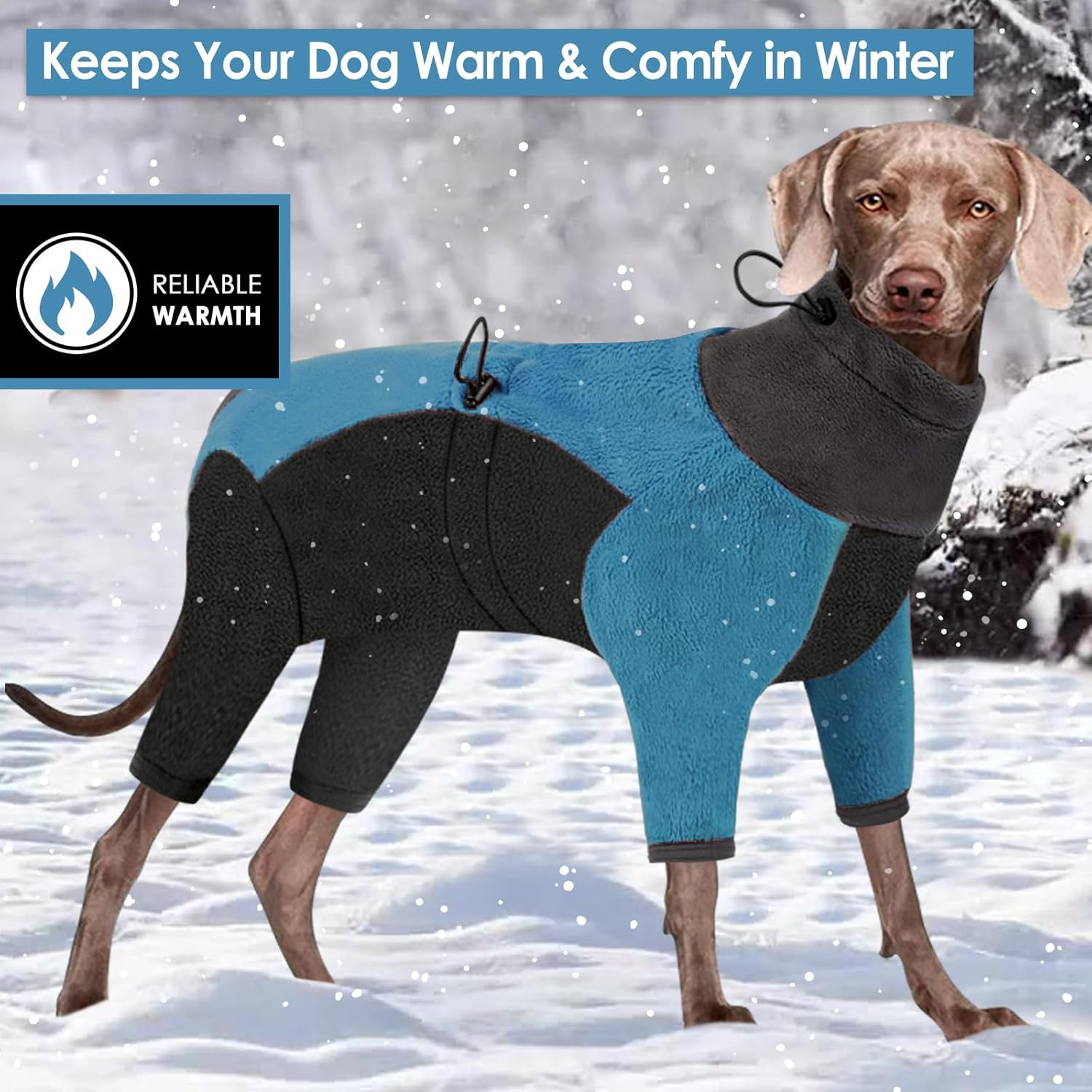 AOFITEE Abrigo de invierno para perro, cálido pijama de forro polar para perro, chaqueta suave de cuerpo completo para clima frío, cuello alto,