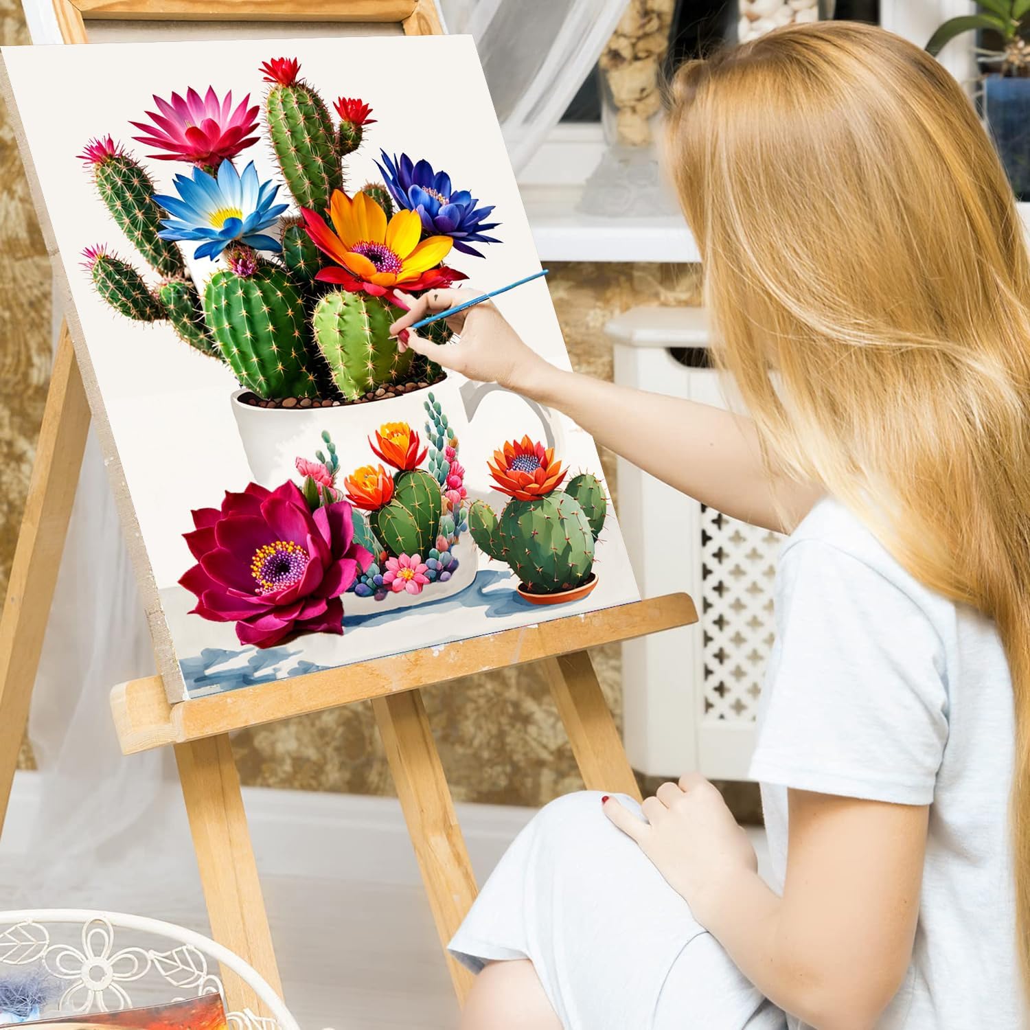 Meothan Pintura por números para adultos principiantes, pintura por números, flores, kit de pintura acrílica por números sobre lienzo, dibujo de