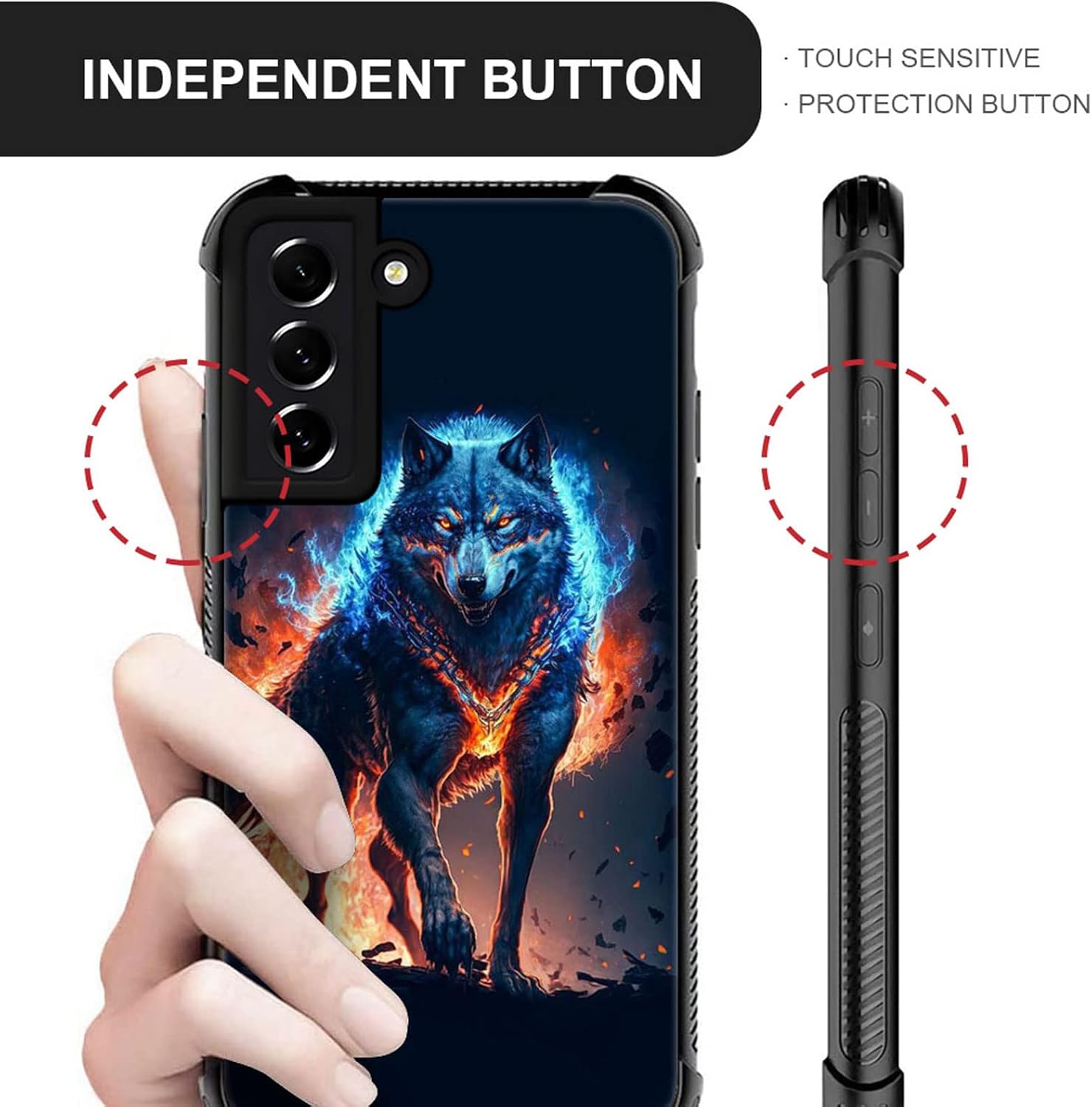 ZHEGAILIAN Funda compatible con Samsung Galaxy S22, diseño gráfico de lobo en el cielo, acrílico, a prueba de golpes, antiarañazos, funda rígida