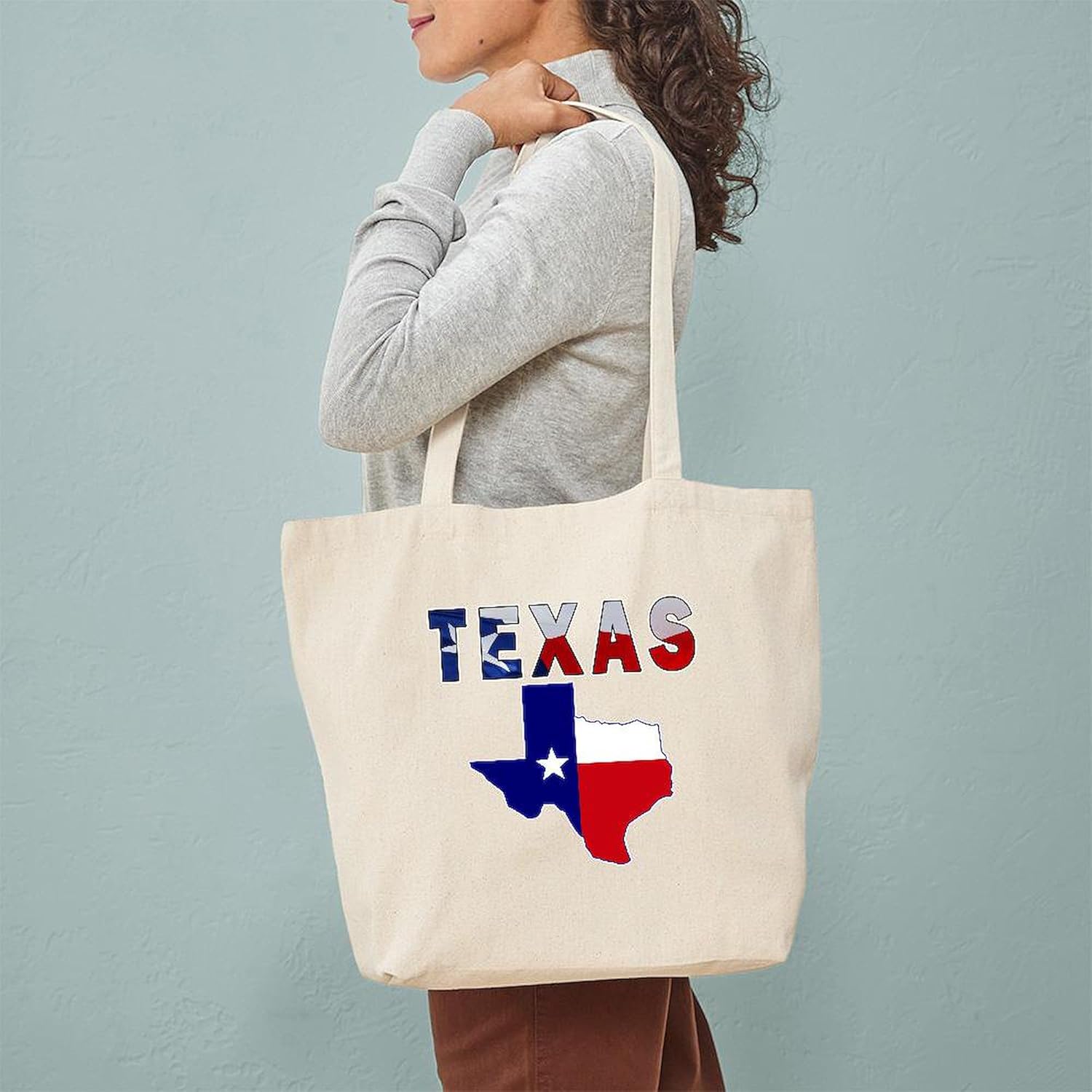 CafePress Texas Bluebonnets Tote Bag Natural Canvas Tote Bag, Cloth Shopping Bag