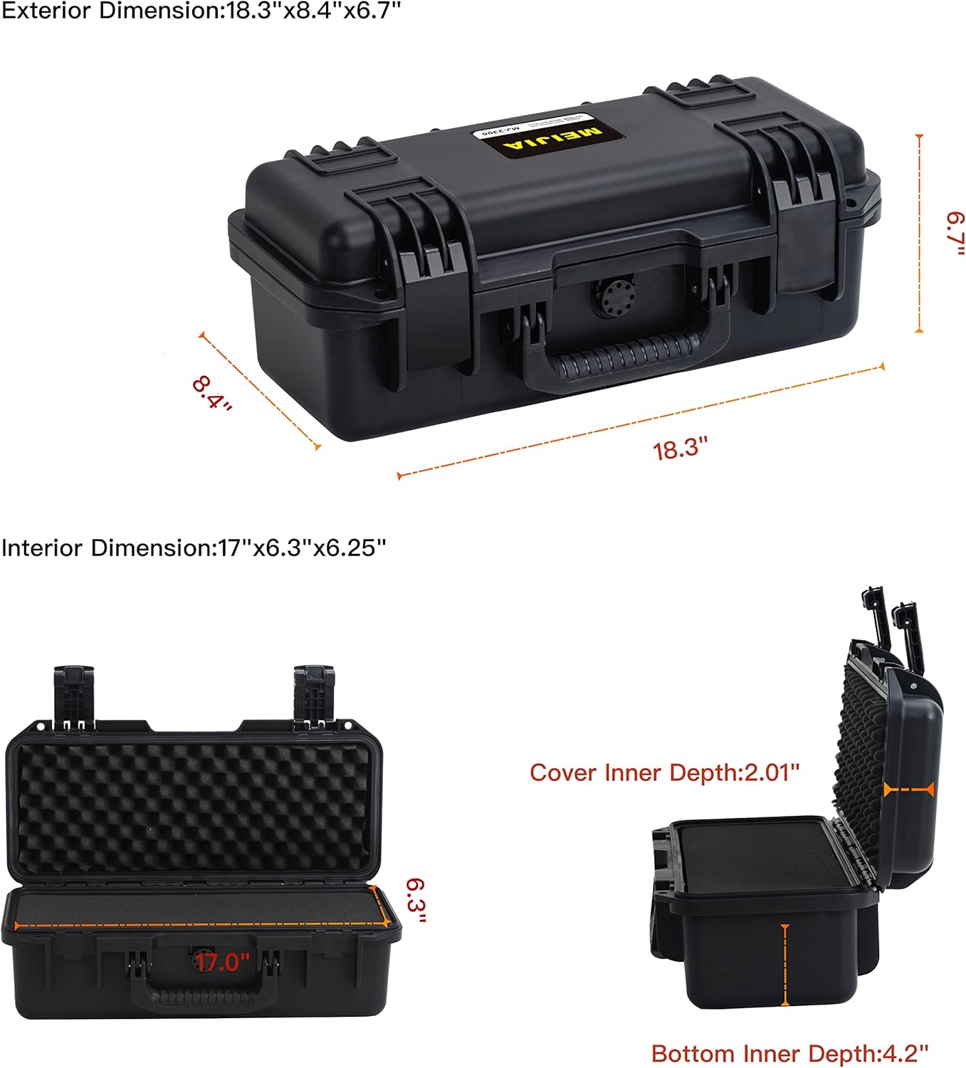 MEIJIA Funda rígida y compacta impermeable de alta calidad para cámara con espuma de ajuste personalizable, protección completa con diseño ligero y