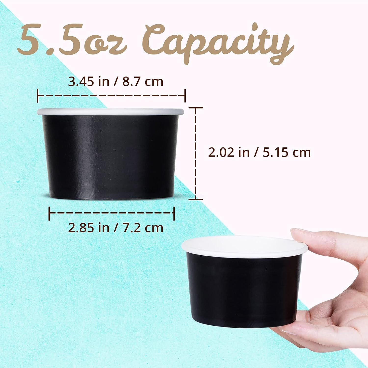 MATICAN Vasos de papel para helado, 50 cuencos de postre desechables de 5.5 onzas para alimentos calientes o fríos, suministros de fiesta de 5.5