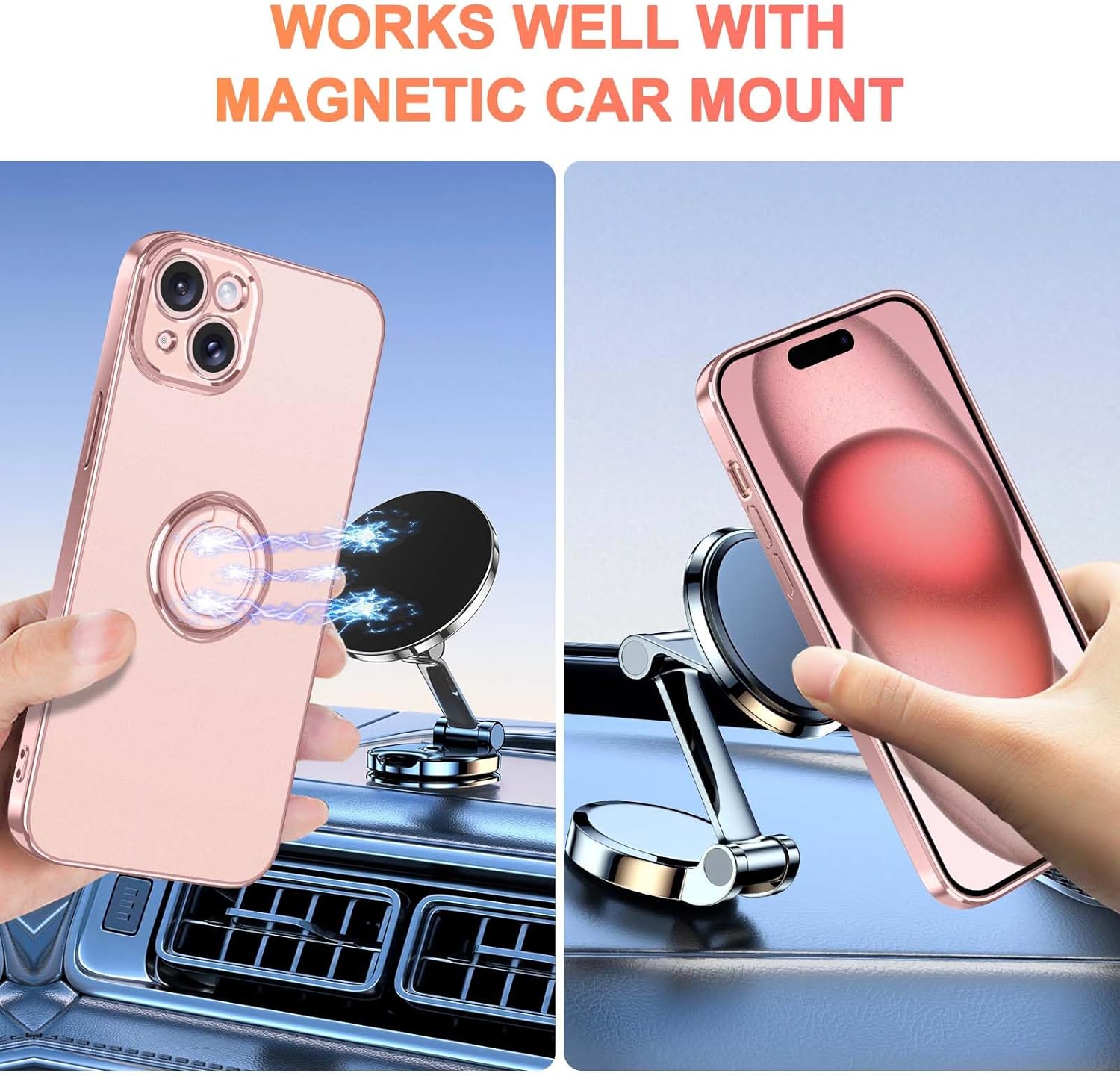 LONTECT Funda para iPhone 15, a prueba de golpes, delgada, resistente, resistente a las caídas, con soporte de anillo, duradera y antideslizante,