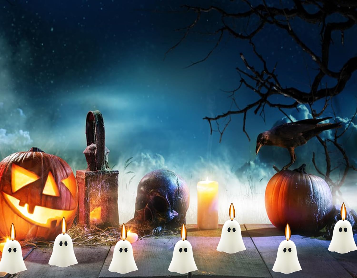 3 velas de fantasma de Halloween de esqueleto blanco, velas novedosas de terror y decoración novedosa, velas decorativas para el hogar, velas