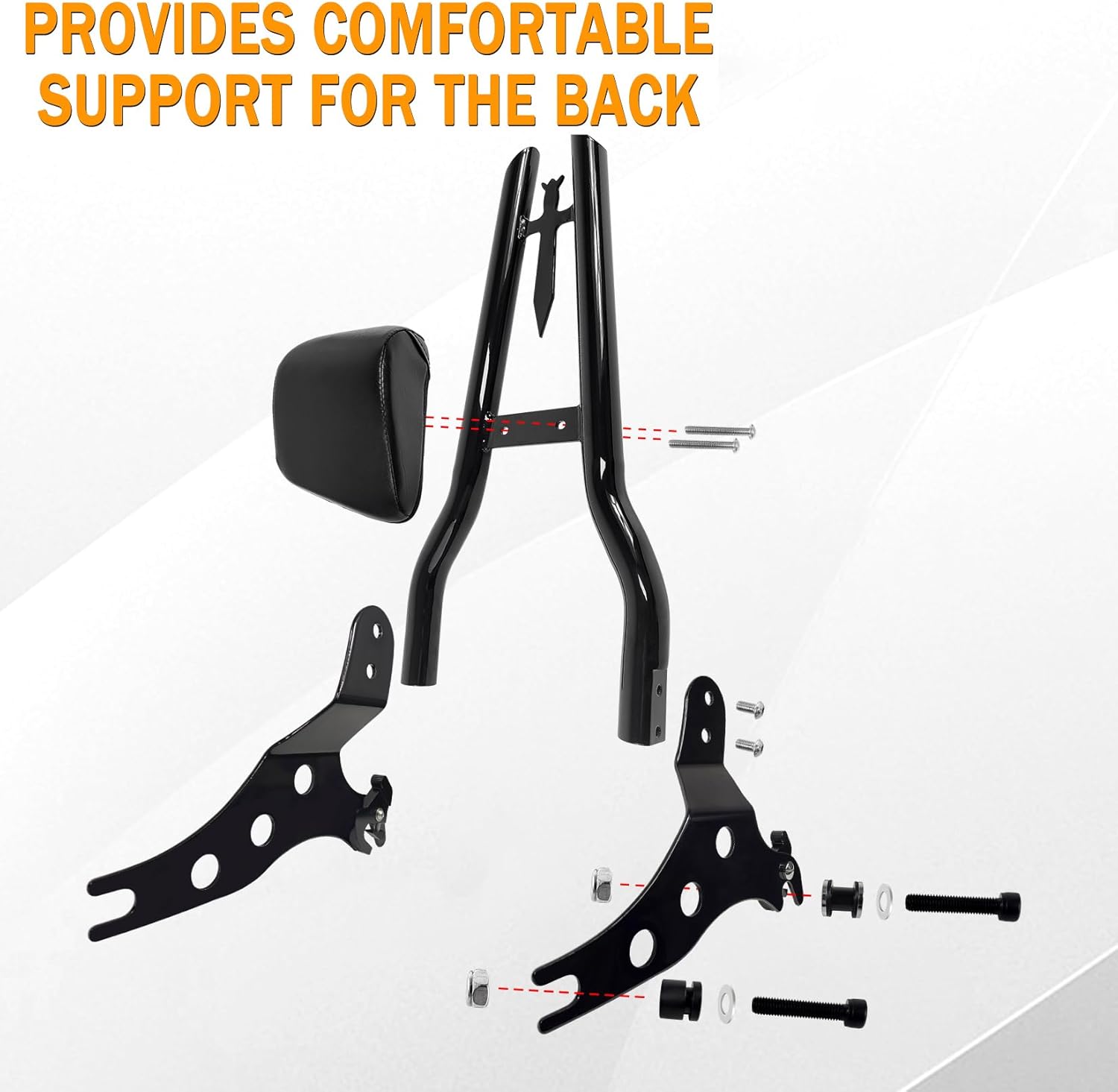 Respaldo vertical desmontable de 30 pulgadas de alto con barra de sissy con kit de accesorios de acoplamiento para Harley Fat Boy 114 FLFBS
