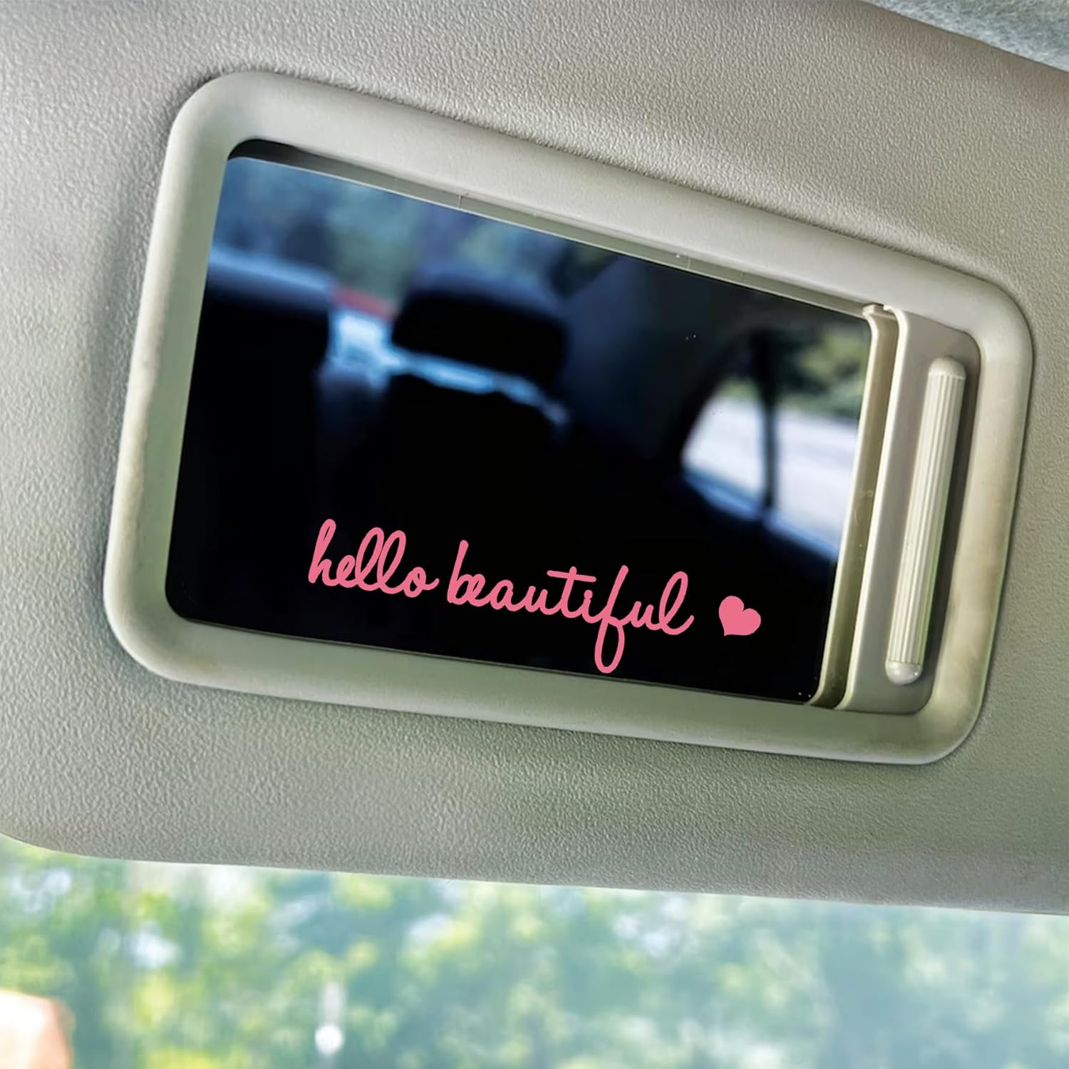3x Hello Beautiful Rearview Mirror Decal,Vinyl Pink Car Decals For Women,Vanity Mirror Stickers,Girl Car Decal Gifts,Car Window Decal,Car Mirror