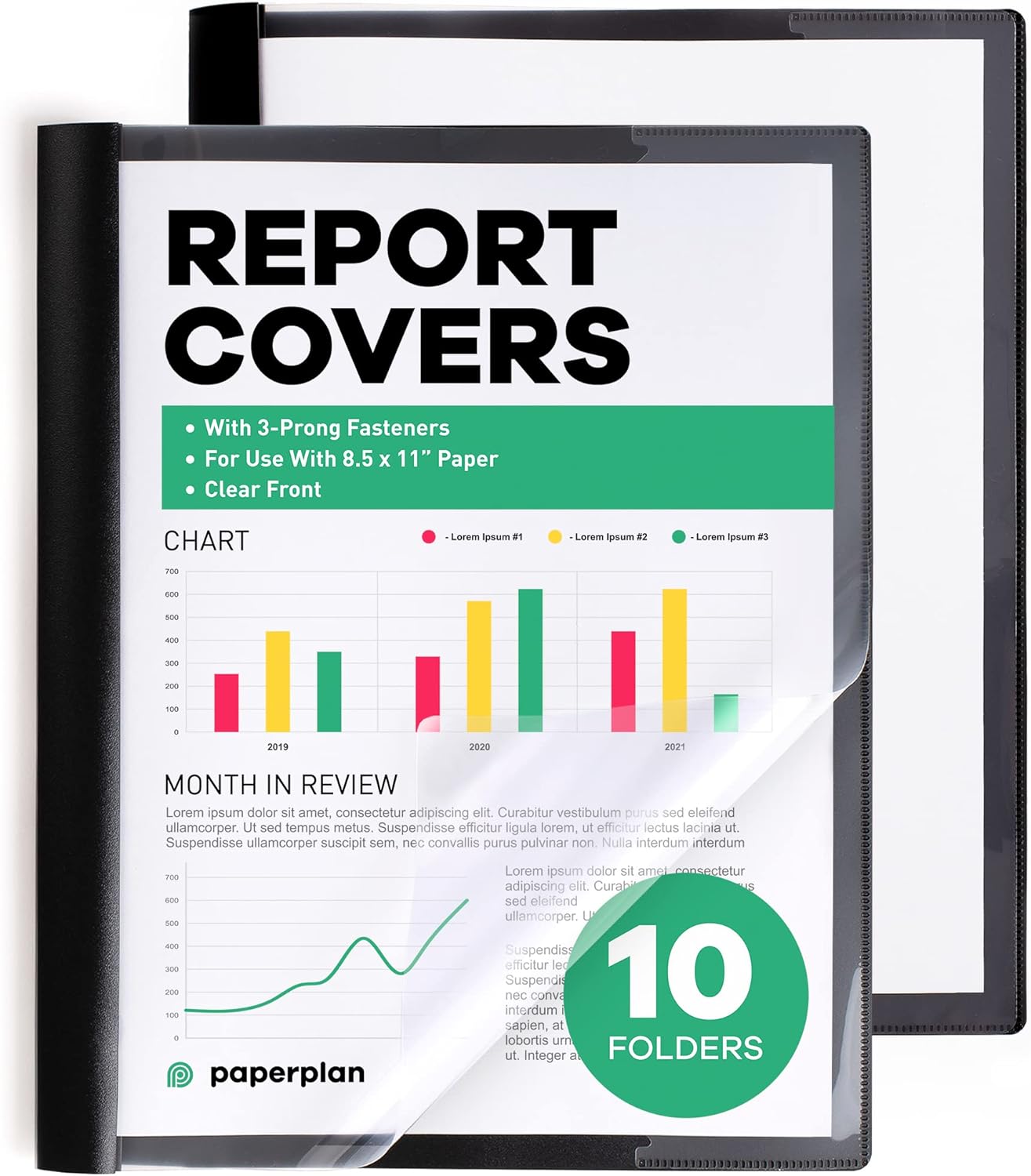 Portadas de informes  Cubiertas de informes con sujetadores de 3 puntas frontal transparente  Carpetas de presentación  Carpeta de presentación (10