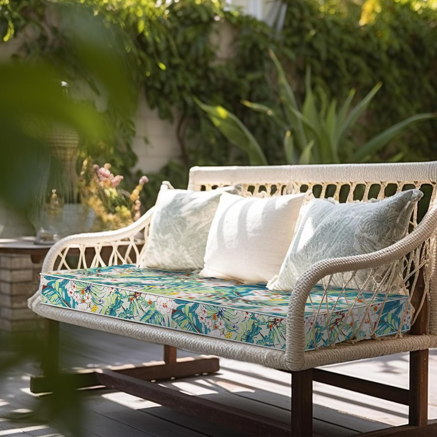1 paquete de fundas lavables para cojines de exterior de 48 x 18 x 3 pulgadas, fundas de asiento resistentes al agua, fundas para muebles de patio