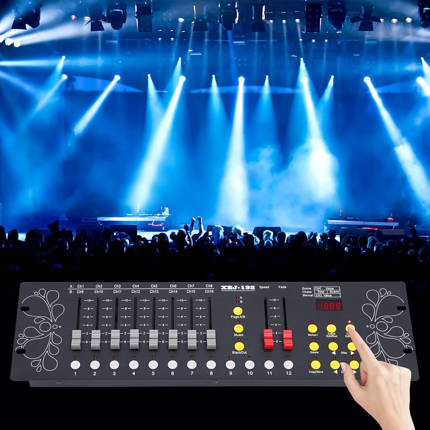 Controlador DMX, consola DMX de 192 canales, programa de controlador de iluminación de escenario, consola de luz fácil para iluminación de escenario