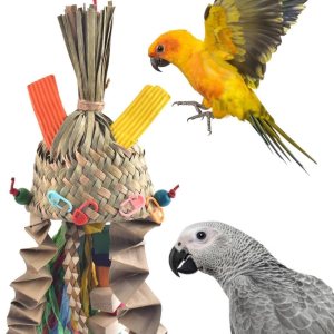 Bissap Juguetes para masticar pájaros, periquito tejido natural palmera frágil, juguetes para triturar loro colgante jaula juguete para loros, Bissap Juguetes para masticar pájaros, periquito tejido natural palmera frágil, juguetes para triturar loro colgante jaula juguete para loros,