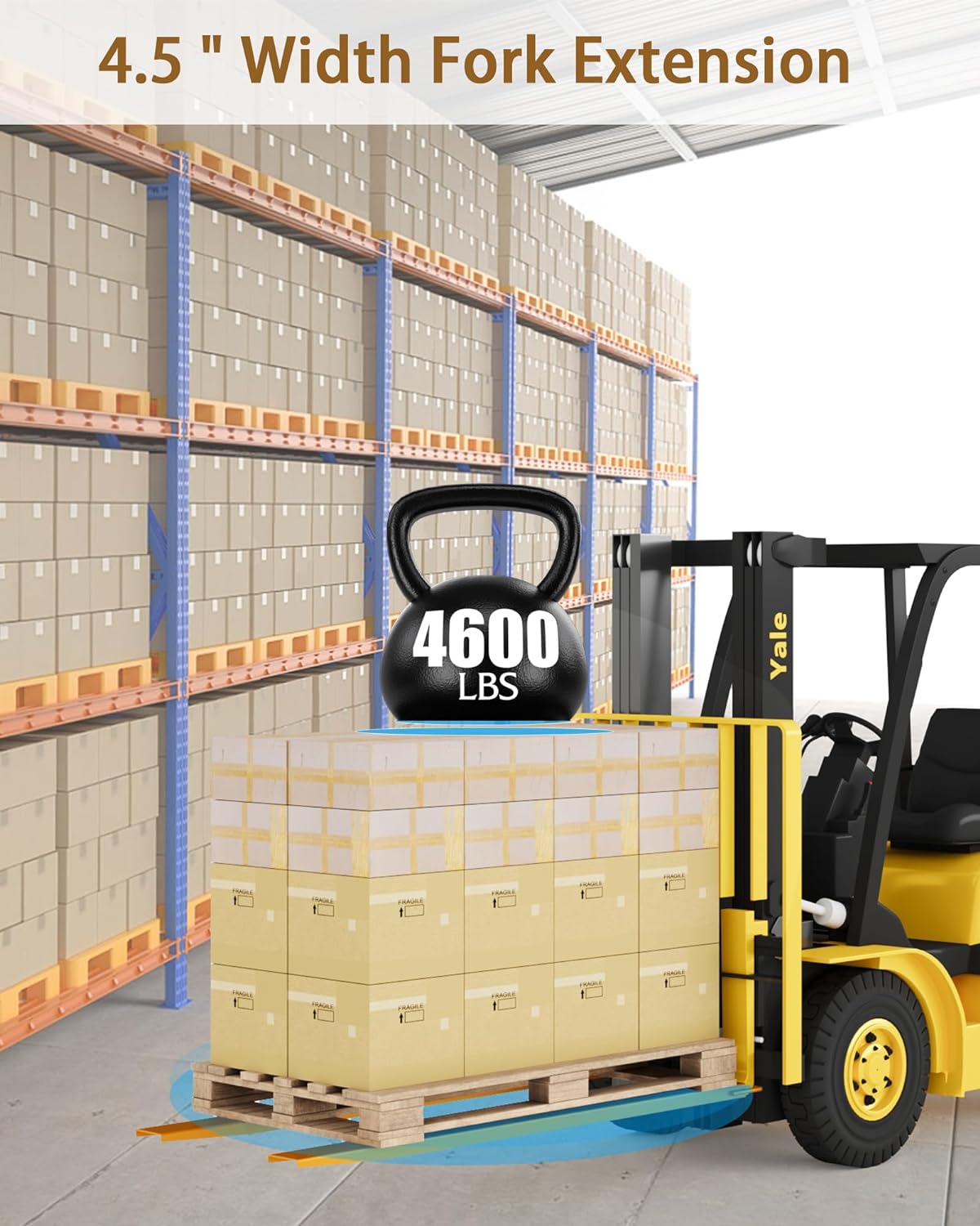 Extensión de horquilla de palé, 4.5 pulgadas de ancho y 72 pulgadas de largo 4600 libras máximo extensiones de plataforma de acero resistente para