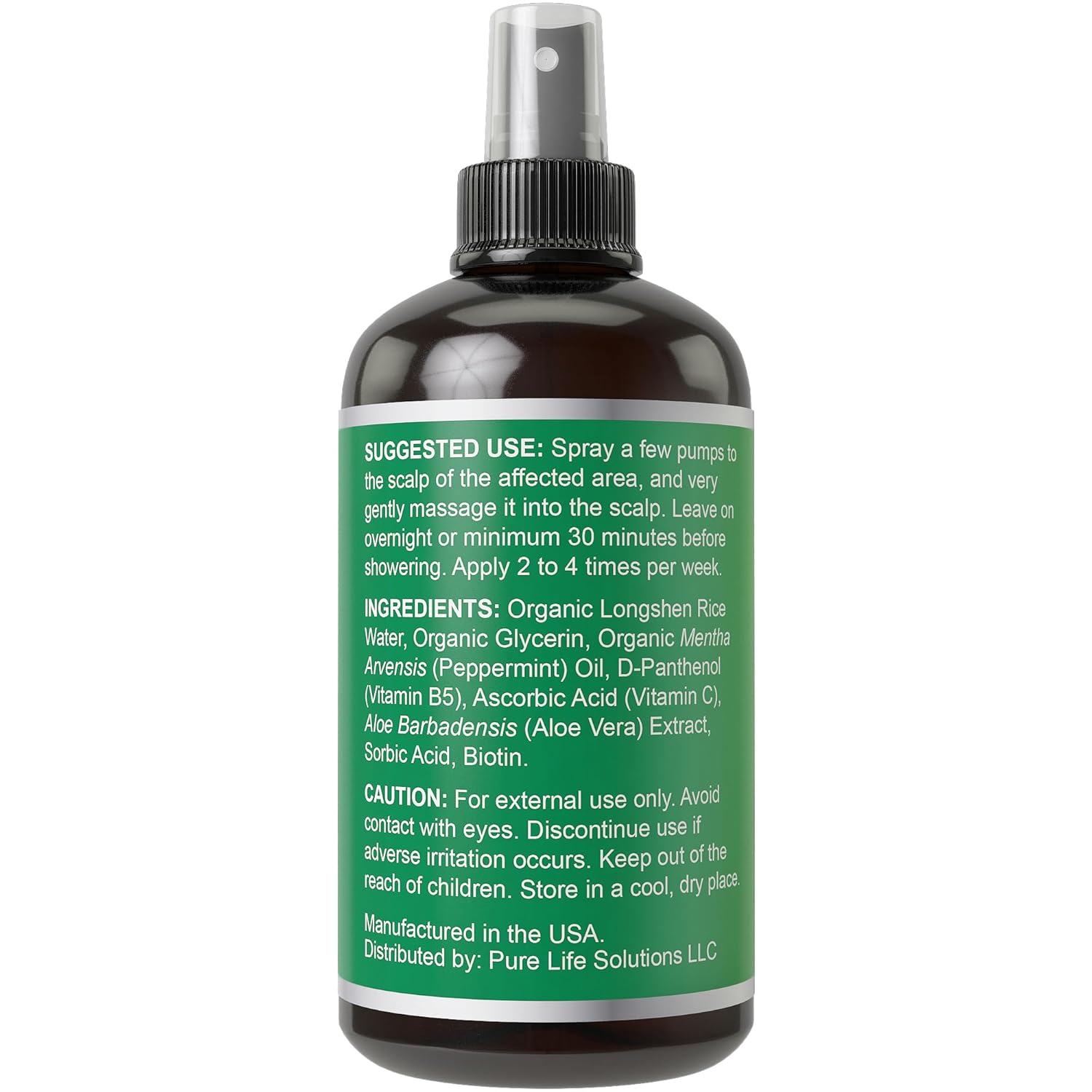 Biotina + aceite de menta + espray de agua de arroz para el crecimiento del cabello. Vegano, acondicionador sin enjuague en spray para mujeres,