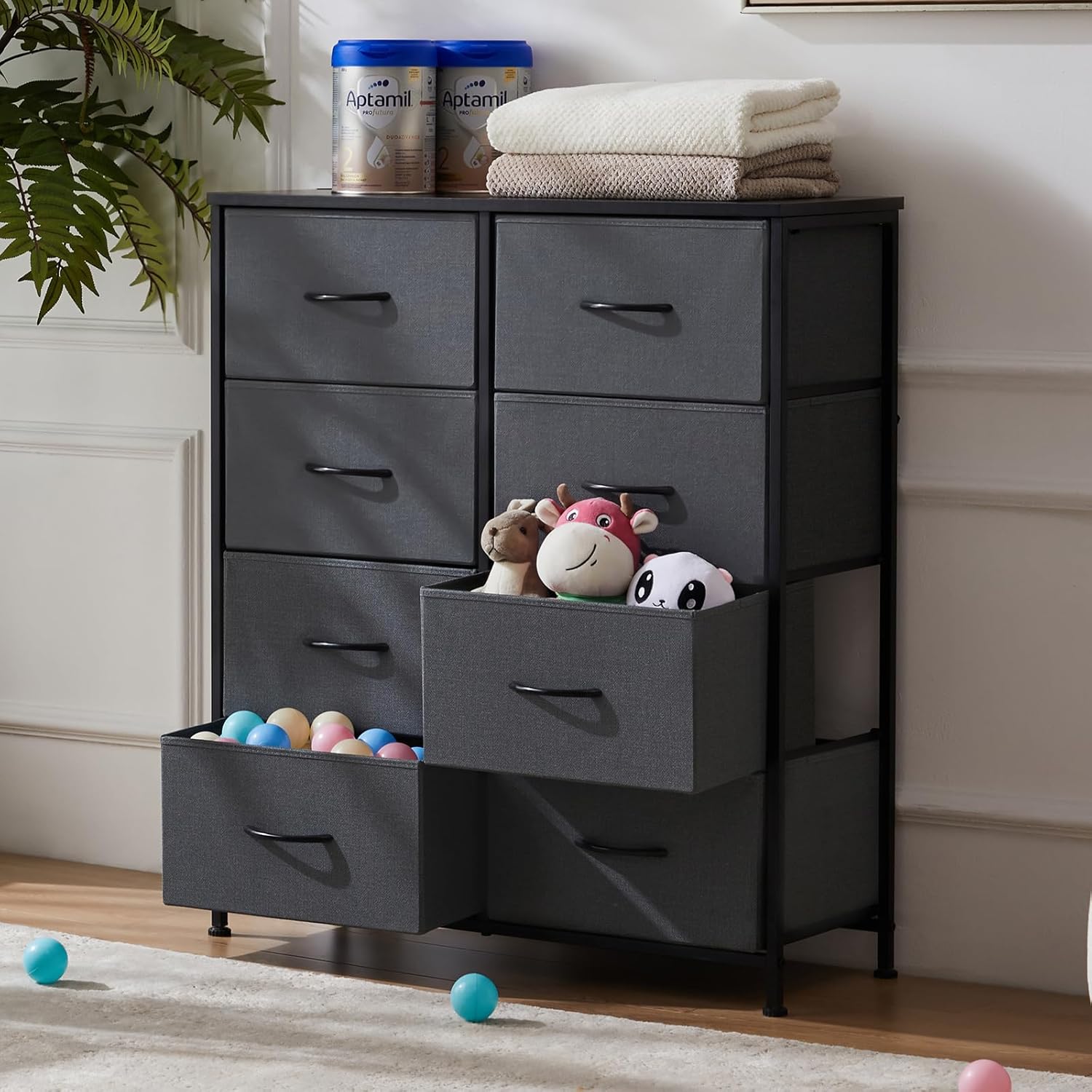Sweetcrispy Cómoda de 8 cajones para dormitorio, muebles de habitación de niños, torre de pecho alto, unidades organizadoras de almacenamiento para