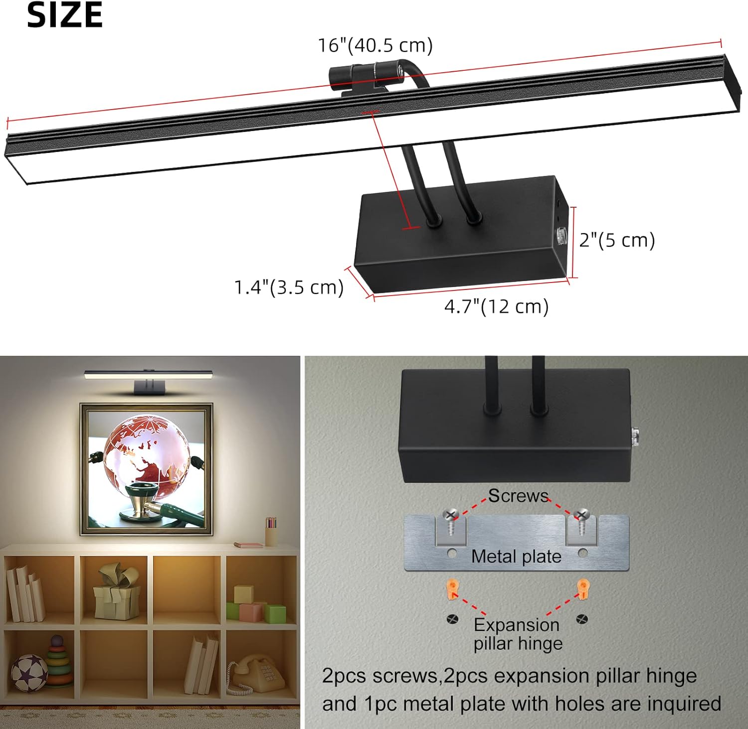 FUNCHDAY Luz de imagen, luz de imagen de batería de 3CCT para pared, luz de pintura remota inalámbrica con temporizador y regulable, luz de arte de