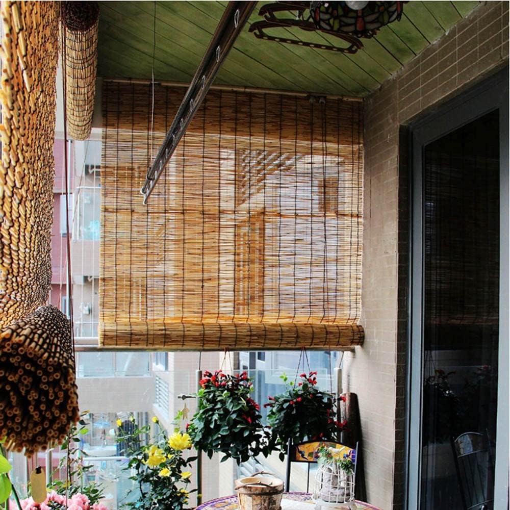 Persianas de patio enrollables, persianas de bambú para exteriores, persianas de caña de sombreado con aislamiento Thernal, pantalla de bambú opaca,