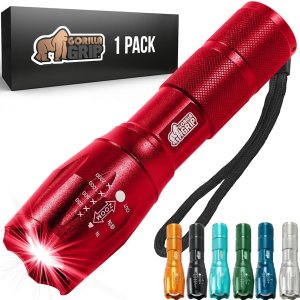 Gorilla Grip Linterna táctica LED pequeña y potente, ultrabrillante, 5 modos ajustables, alcance hasta 750 pies, impermeable, batería de larga Gorilla Grip Linterna táctica LED pequeña y potente, ultrabrillante, 5 modos ajustables, alcance hasta 750 pies, impermeable, batería de larga
