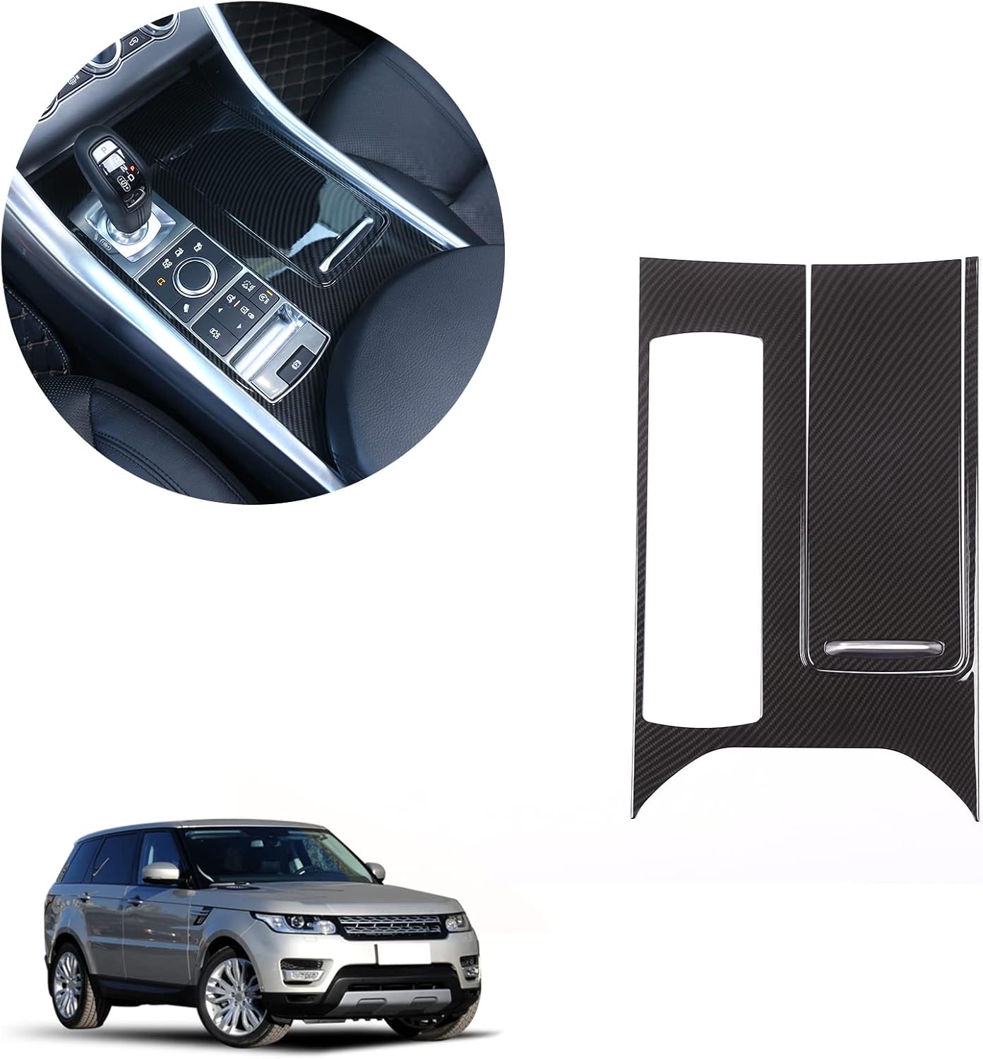 ABS estilo fibra de carbono plástico consola central panel cubierta marco 3 piezas para Land Rover Range Rover Sport 2014-2017 mano izquierda