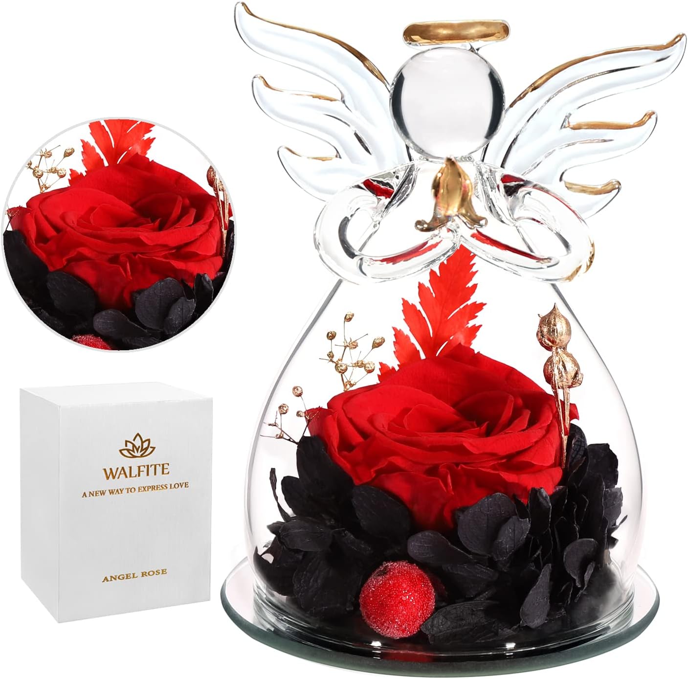 Regalos para el día de San Valentín, rosa de ángel preservada, regalos del día de San Valentín para ella, regalos para mamá de hija, regalos para el