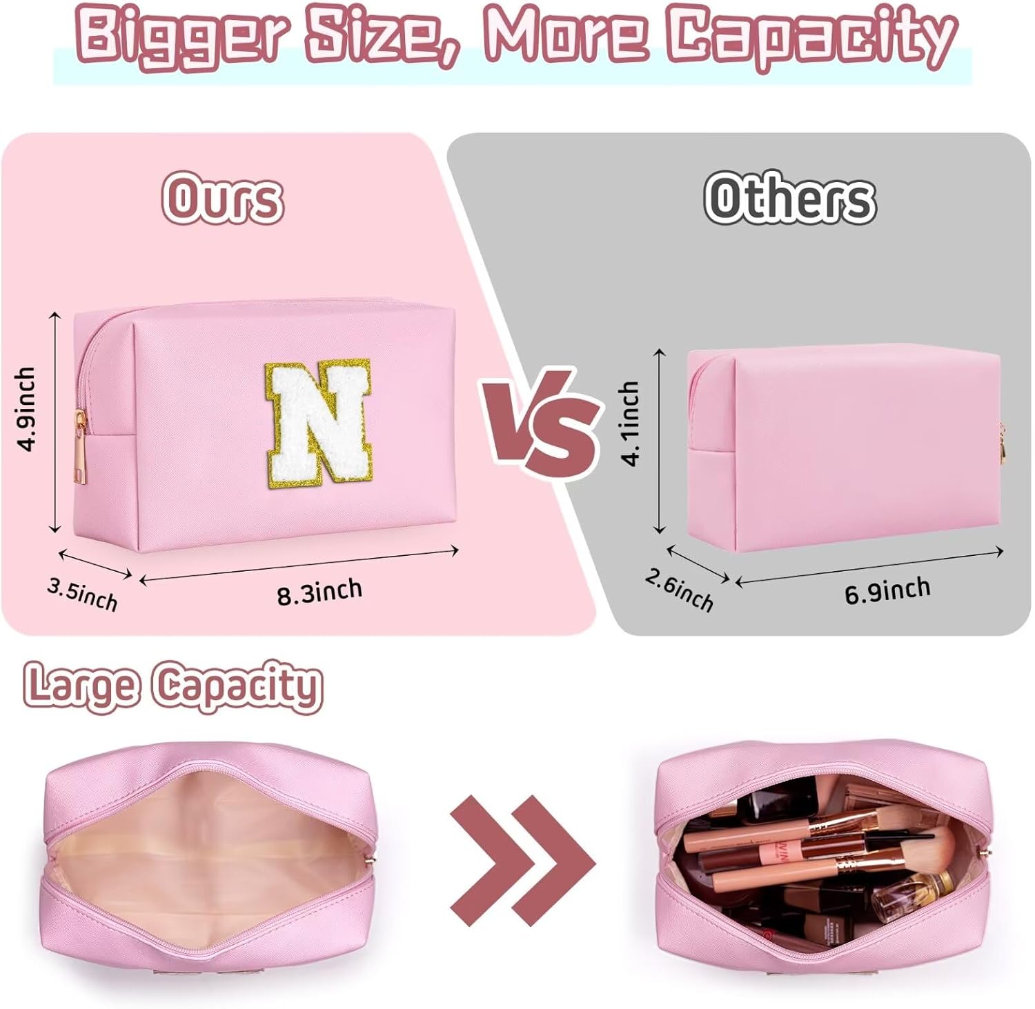 Bolsa de maquillaje para mujer, Rosado, 40