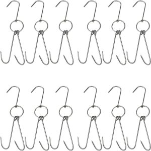 TIHOOD Ganchos dobles de acero inoxidable de 9.4 pulgadas para carne, pato asado, tocino, gancho para tienda de barbacoa, parrilla, accesorios de TIHOOD Ganchos dobles de acero inoxidable de 9.4 pulgadas para carne, pato asado, tocino, gancho para tienda de barbacoa, parrilla, accesorios de