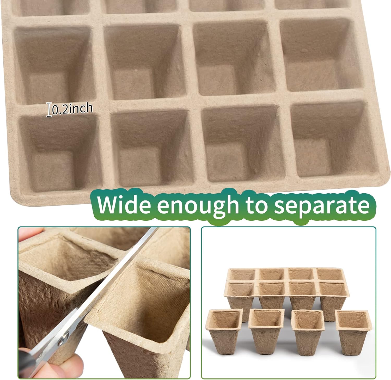 Bandejas de inicio de plántulas de 120 celdas, paquete de 10 macetas de turba biodegradables, kit de iniciación de plántulas, bandejas de