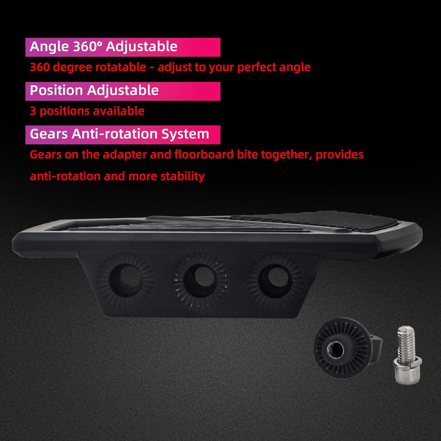 FATECIM Estriberas para motocicleta, soportes para pedales de motocicleta, mini tablas de suelo con adaptadores de montaje macho ajustables