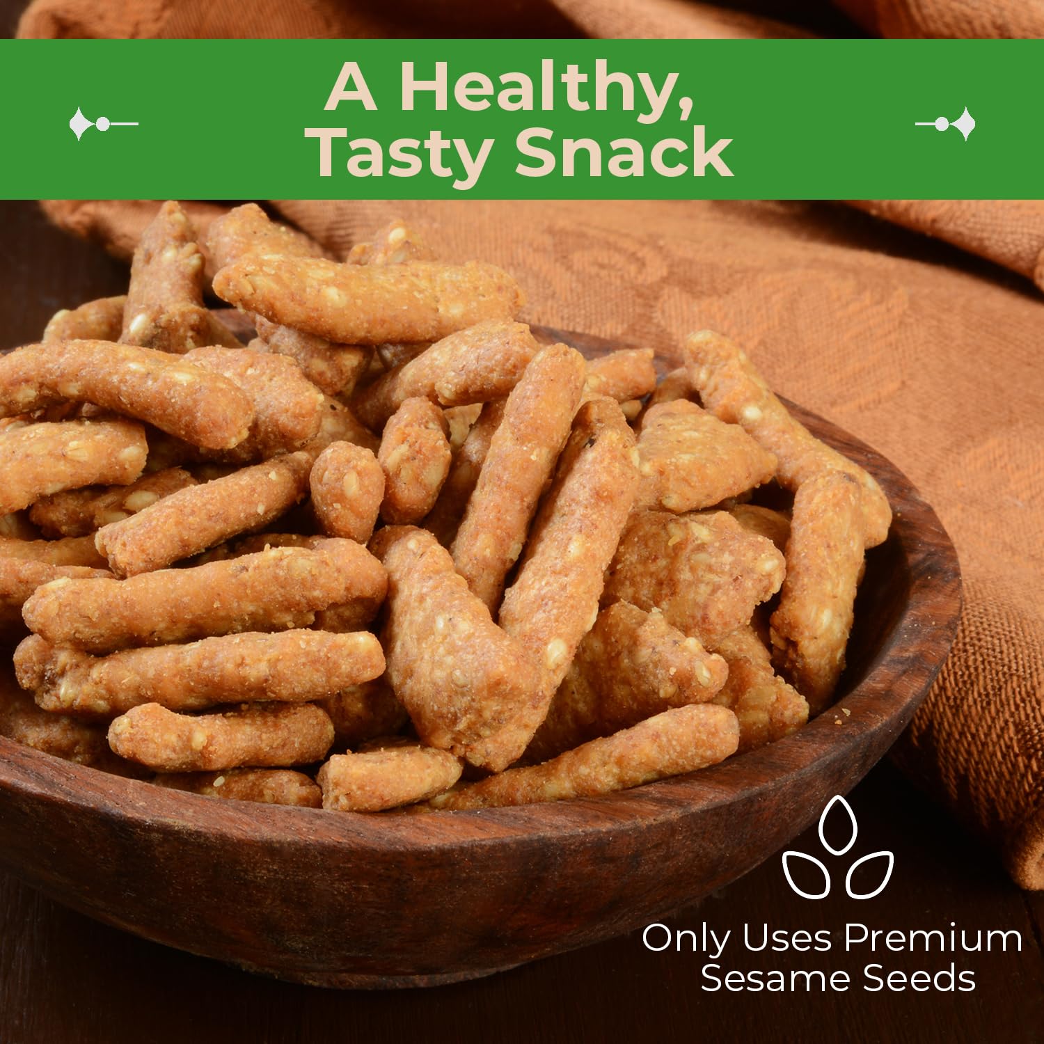 Sincerely Nuts Snacks gourmet de palitos de sésamo salados, 1 libra, certificado Kosher, galletas crujientes de semillas de sésamo tostadas para