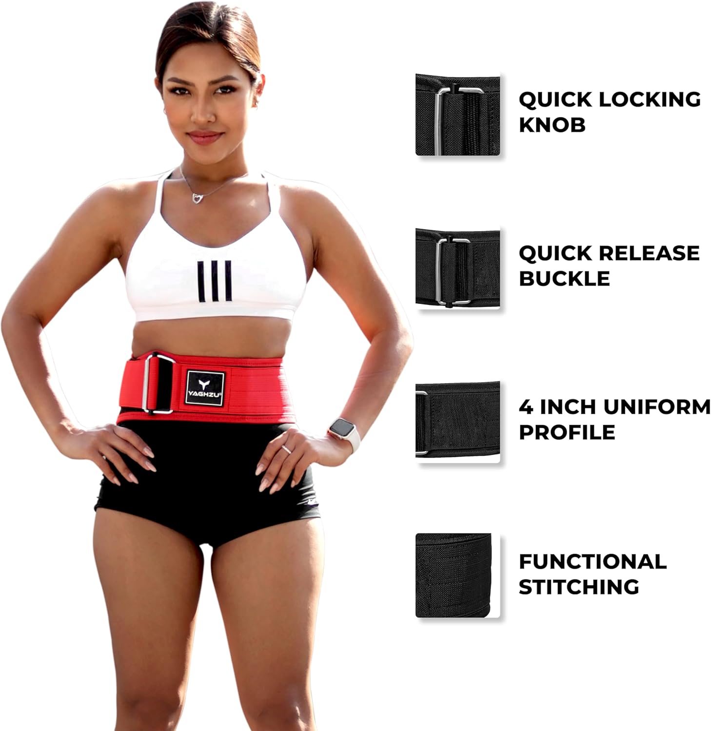 Quick Locking Weight Lifting Belt – Adjustable Lifting Belt for Powerlifting, Squat, Deadlift and Back Support, 4 inch Gym Belt for Men and Women