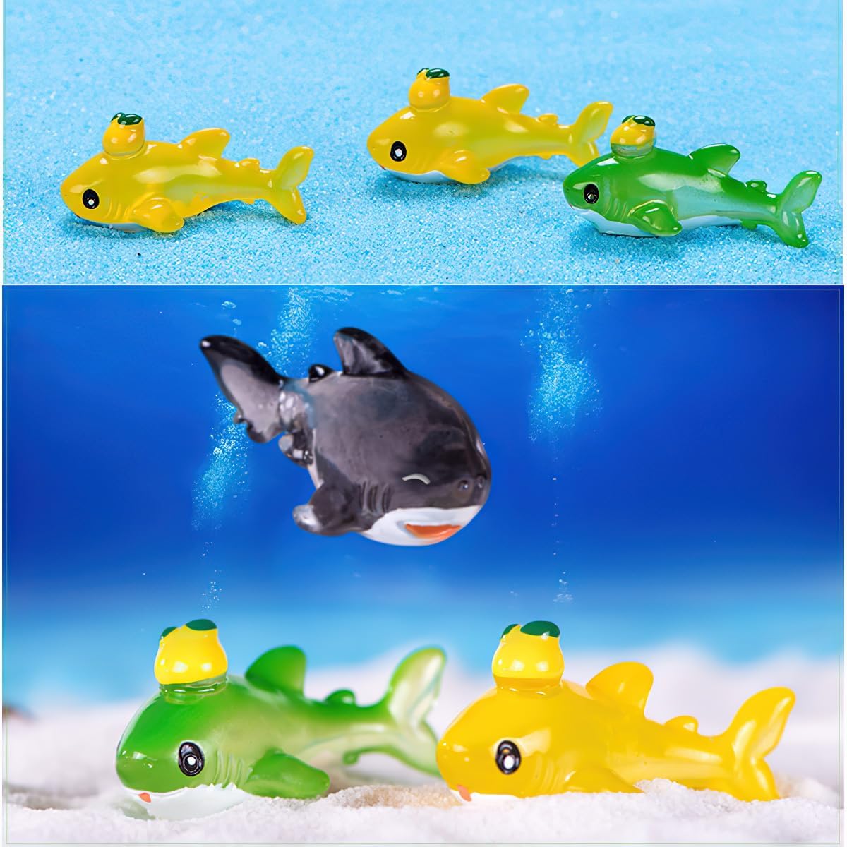 20 mini figuras de océano, mini figuras de resina con temática oceánica, adornos de acuario, pequeños animales de resina de micropaisaje para
