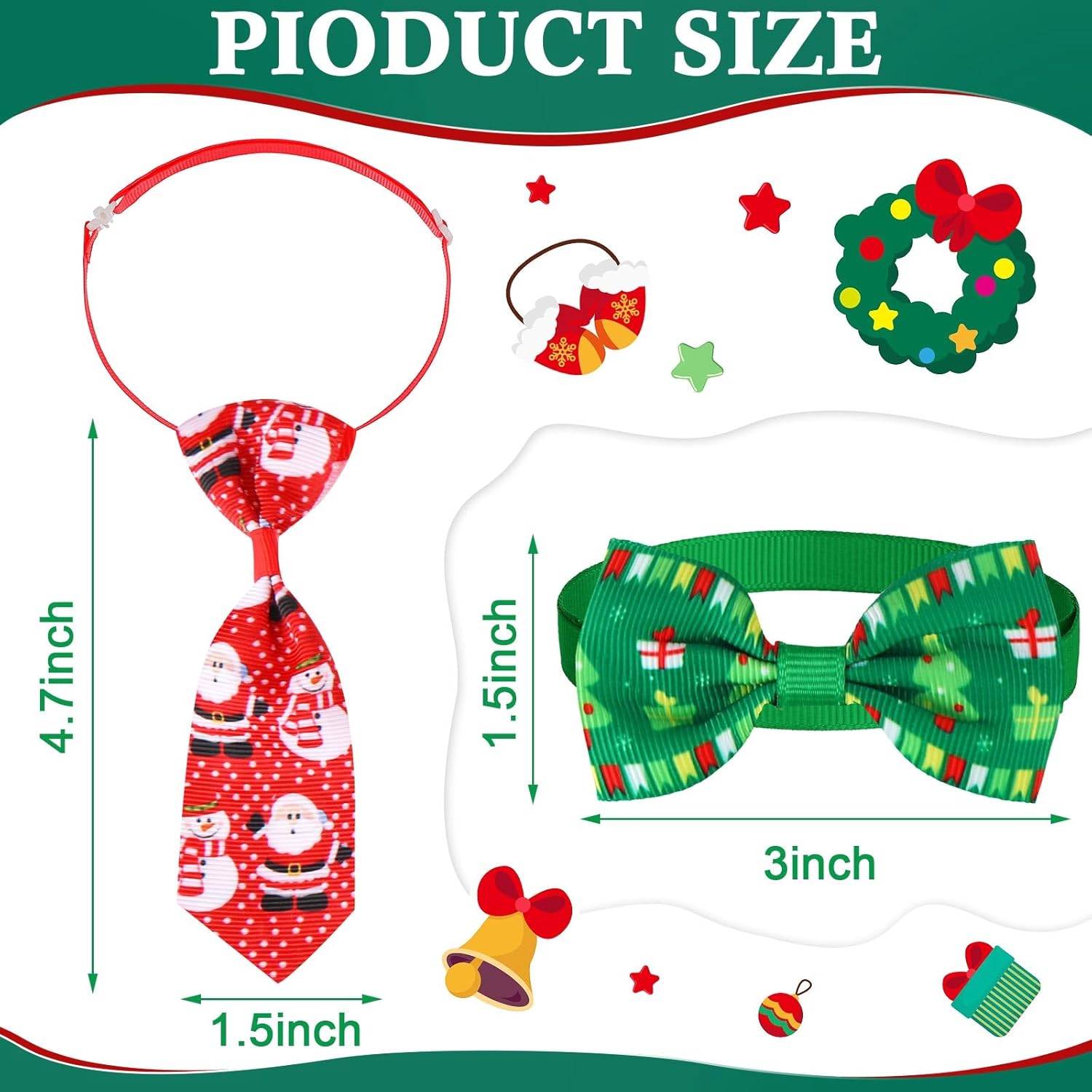 Chunful Juego de 150 corbatines de Navidad para perros y gatos, accesorios de aseo para perros pequeños y medianos (Santa Claus)
