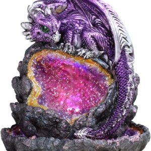 ICE ARMOR Quemador de incienso de 5.5 pulgadas de alto con protección de dragón morado de cristal sintético con soporte de incienso con luz LED ICE ARMOR Quemador de incienso de 5.5 pulgadas de alto con protección de dragón morado de cristal sintético con soporte de incienso con luz LED