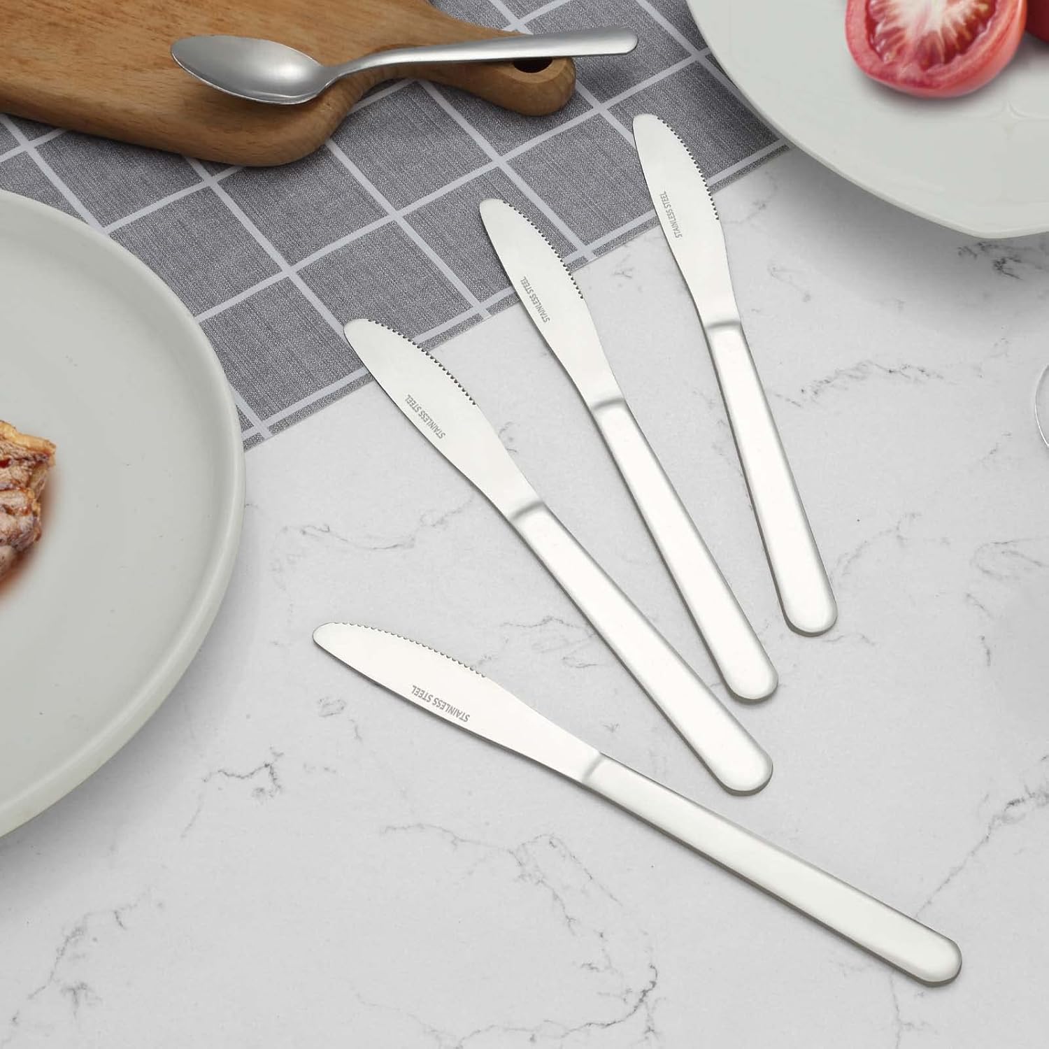 Juego de cuchillos de mesa de 12 piezas, juego de cuchillos de mesa de 8.1 pulgadas, cuchillo de mantequilla duradero, cuchillo de cena de acero