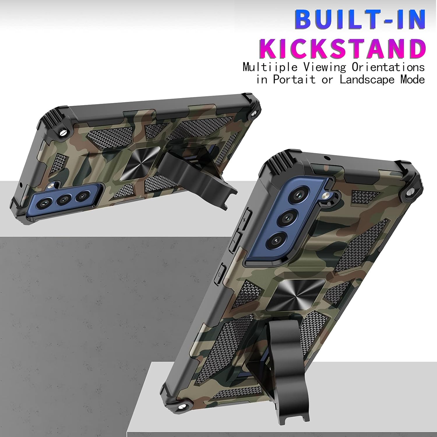 Funda para Samsung Galaxy S21 (no compatible con S21 Plus), funda de camuflaje militar con protección de grado militar, probada en caídas y función