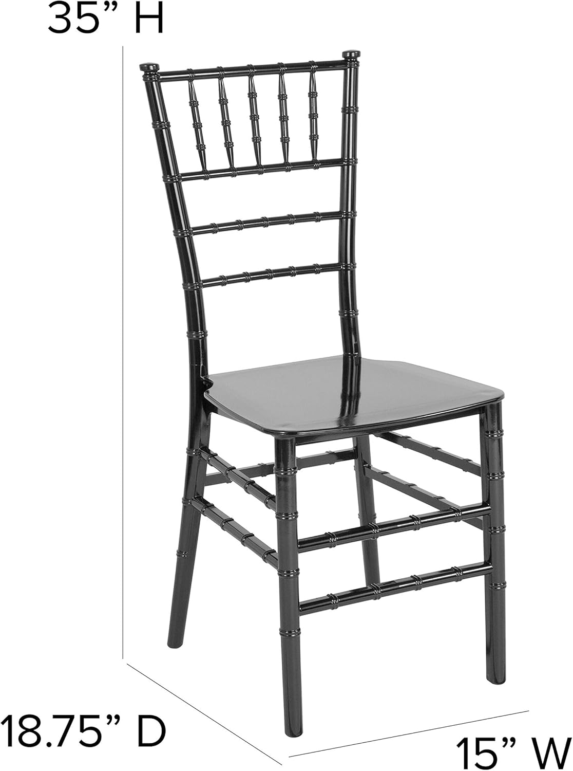 Flash Furniture Paquete de 2 sillas Chiavari apilables de resina negra de la serie HERCULES