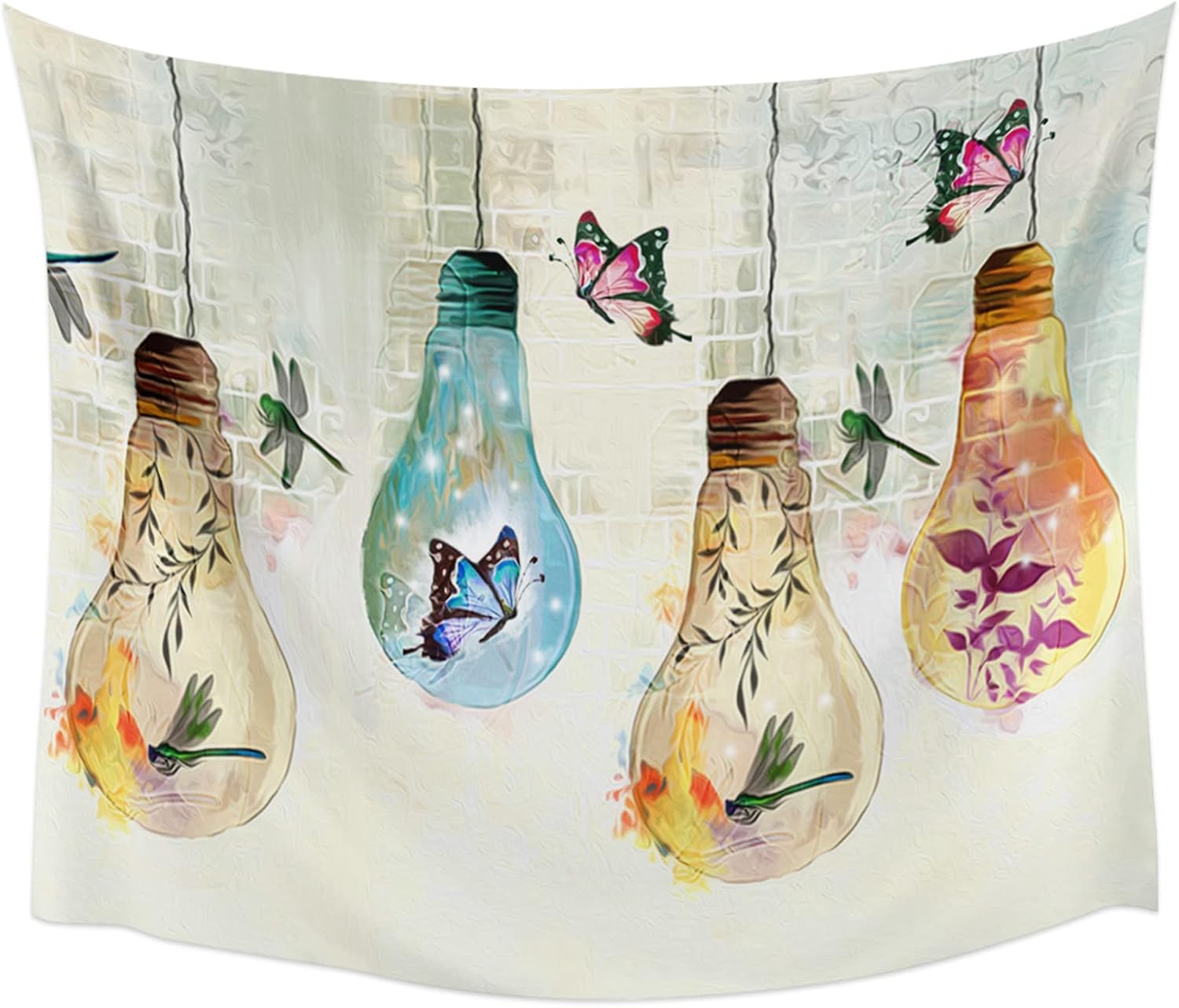 Tapiz para colgar en la pared, diseño de flores, mariposas, hojas estéticas, para dormitorio, sala de estar, dormitorio universitario, habitación de