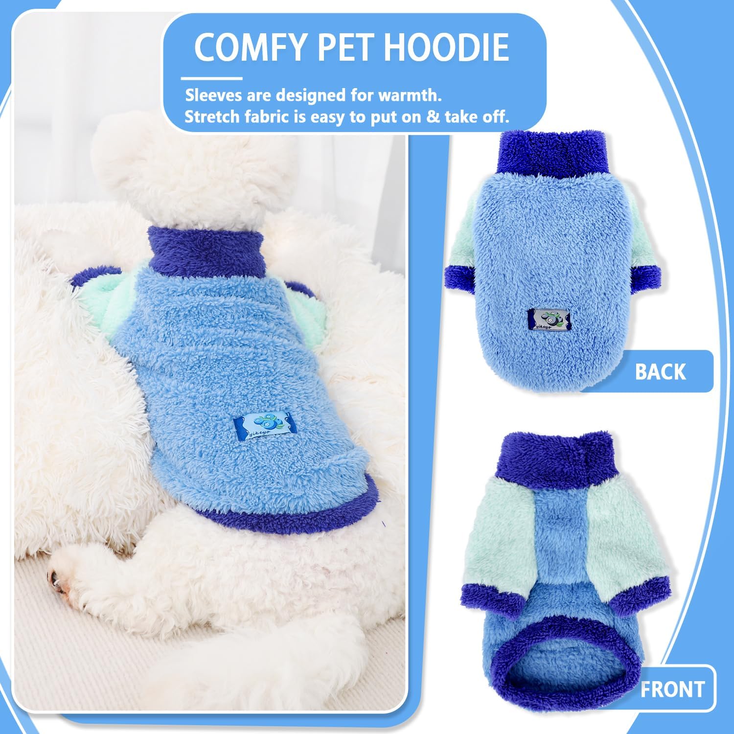 Ropa para perros pequeños, suéter de forro polar para perros pequeños, niñas y niños, ropa de invierno para perros pequeños, suéteres suaves y