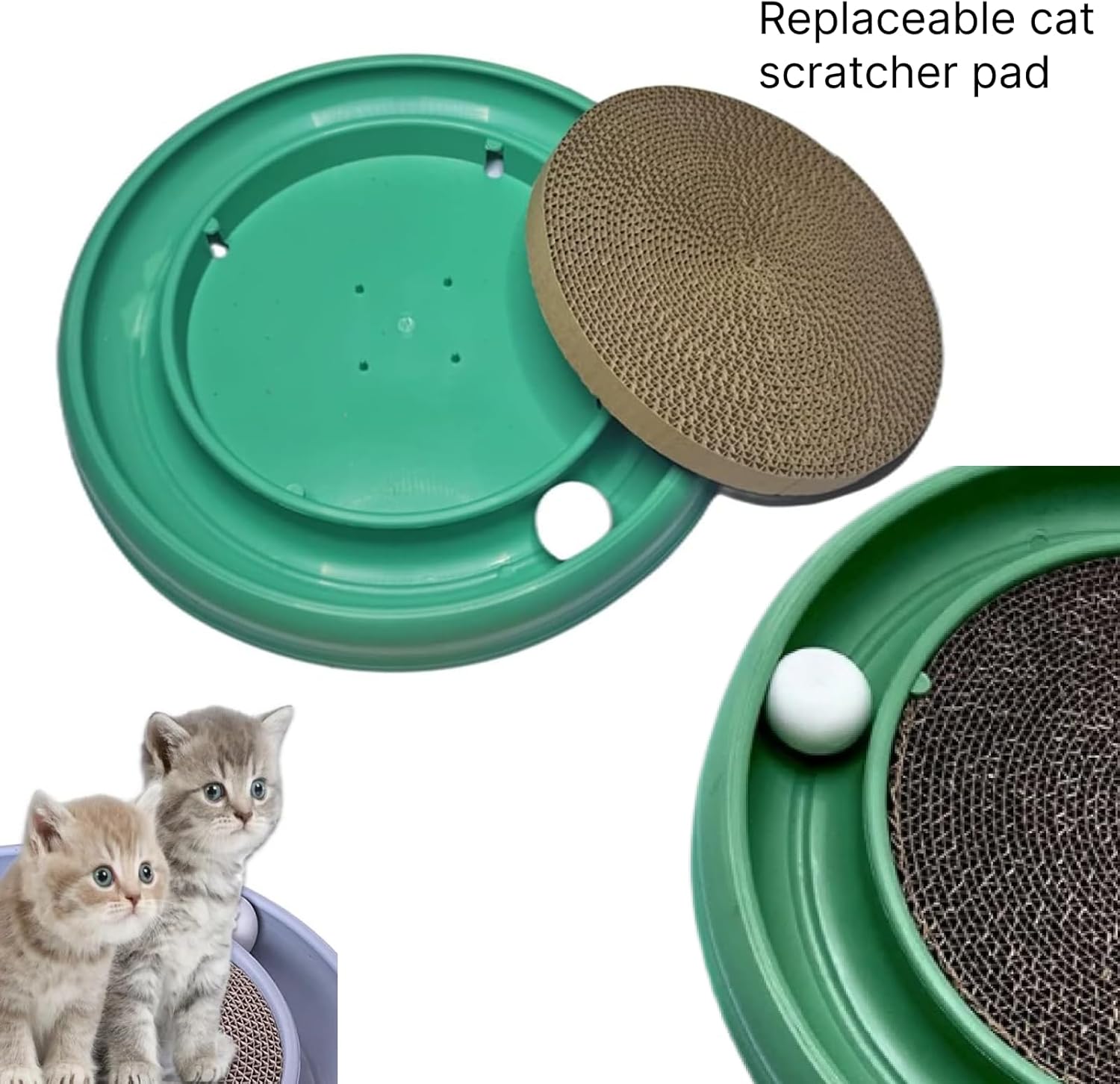 airskyce Juguete rascador para mascotas, juguete de bola rascador de gato, con palo de limpieza de dientes de gato y bola giratoria eractiva para