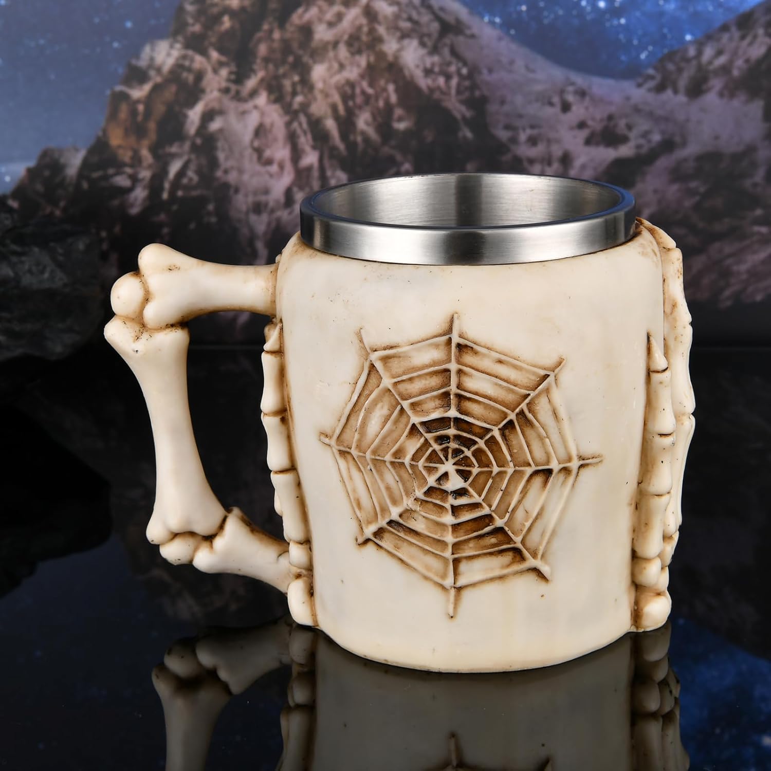 Taza de acero inoxidable con calavera vikinga, decoración perfecta de Halloween y regalo para hombres, jarra de cerveza, jarra, taza de café y taza